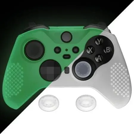 eXtremeRate Glow in Dark - Green Soft Anti-Slip Silicone Cover Skins for Xbox One ...