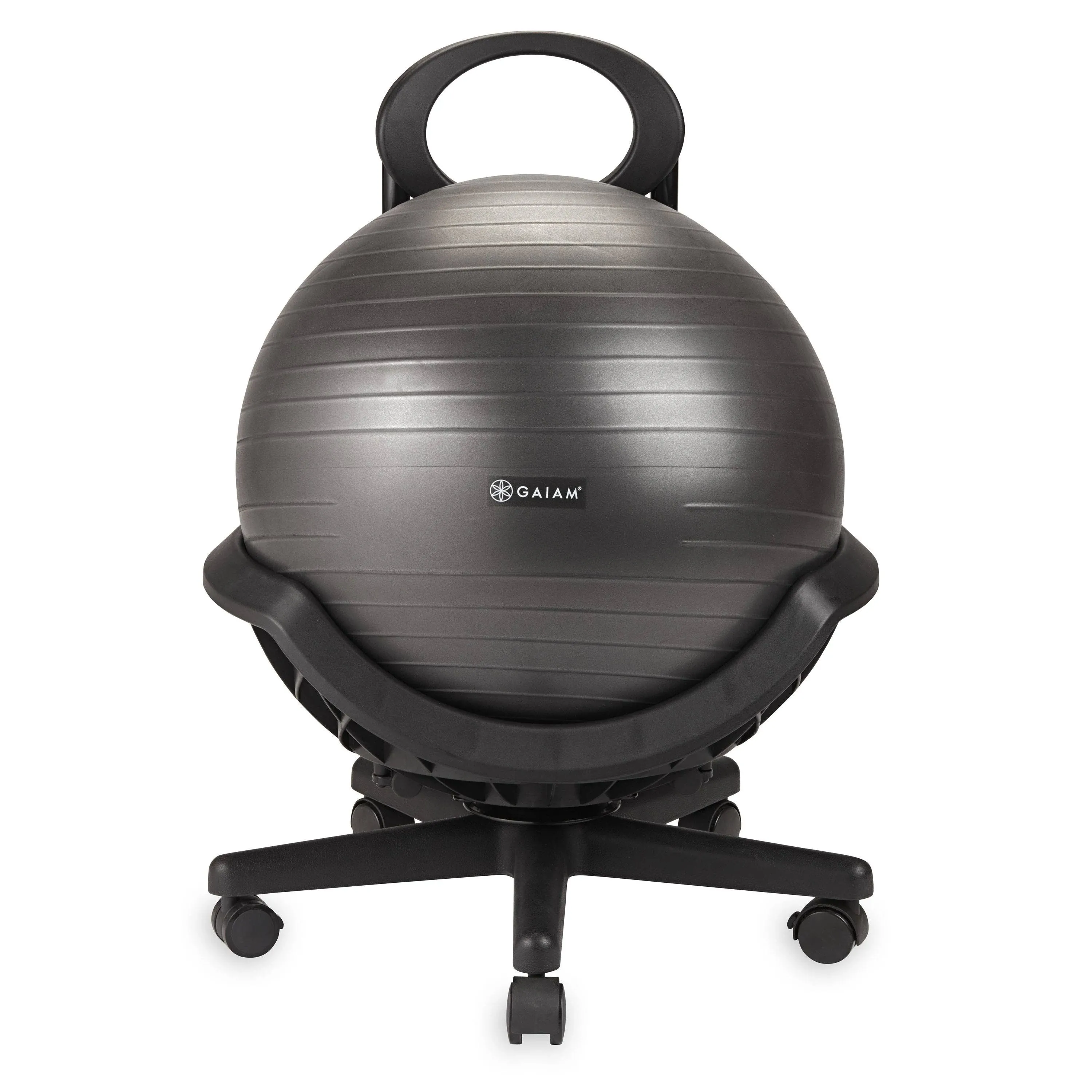 Gaiam Ultimate Balance Ball Chair (Standard or Swivel Base Option) - Premium Exercise Stability Yoga Ball Ergonomic Chair for Home and Office Desk - 52cm Anti-Burst Ball, Air Pump, Exercise Guide