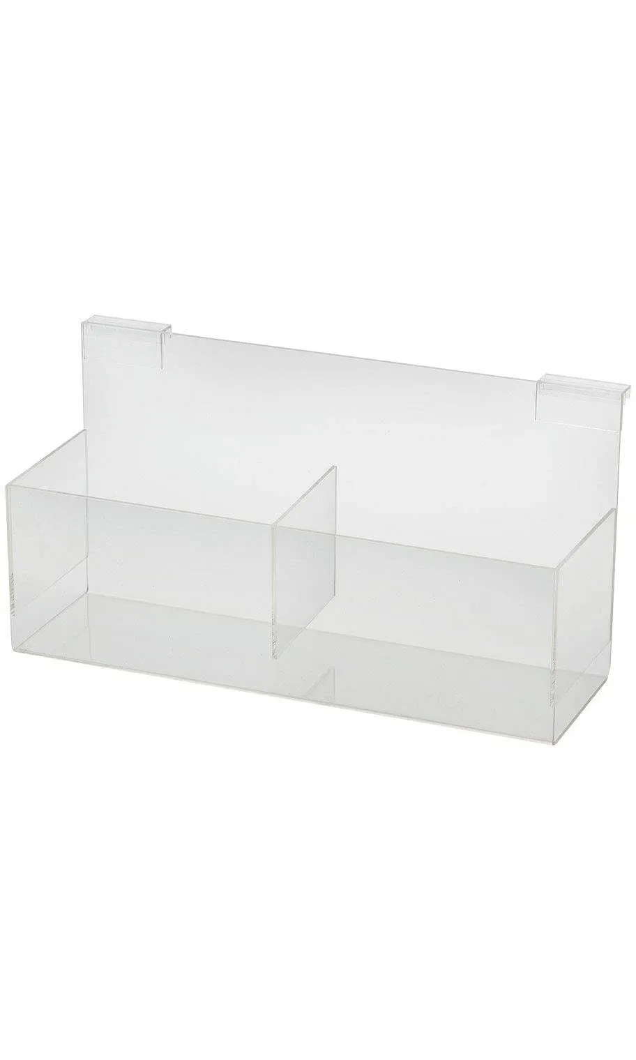 Clear Acrylic Double Display Bin - 14"L x 4-1/2"W x 4-1/2"D - for Slatwall or ...