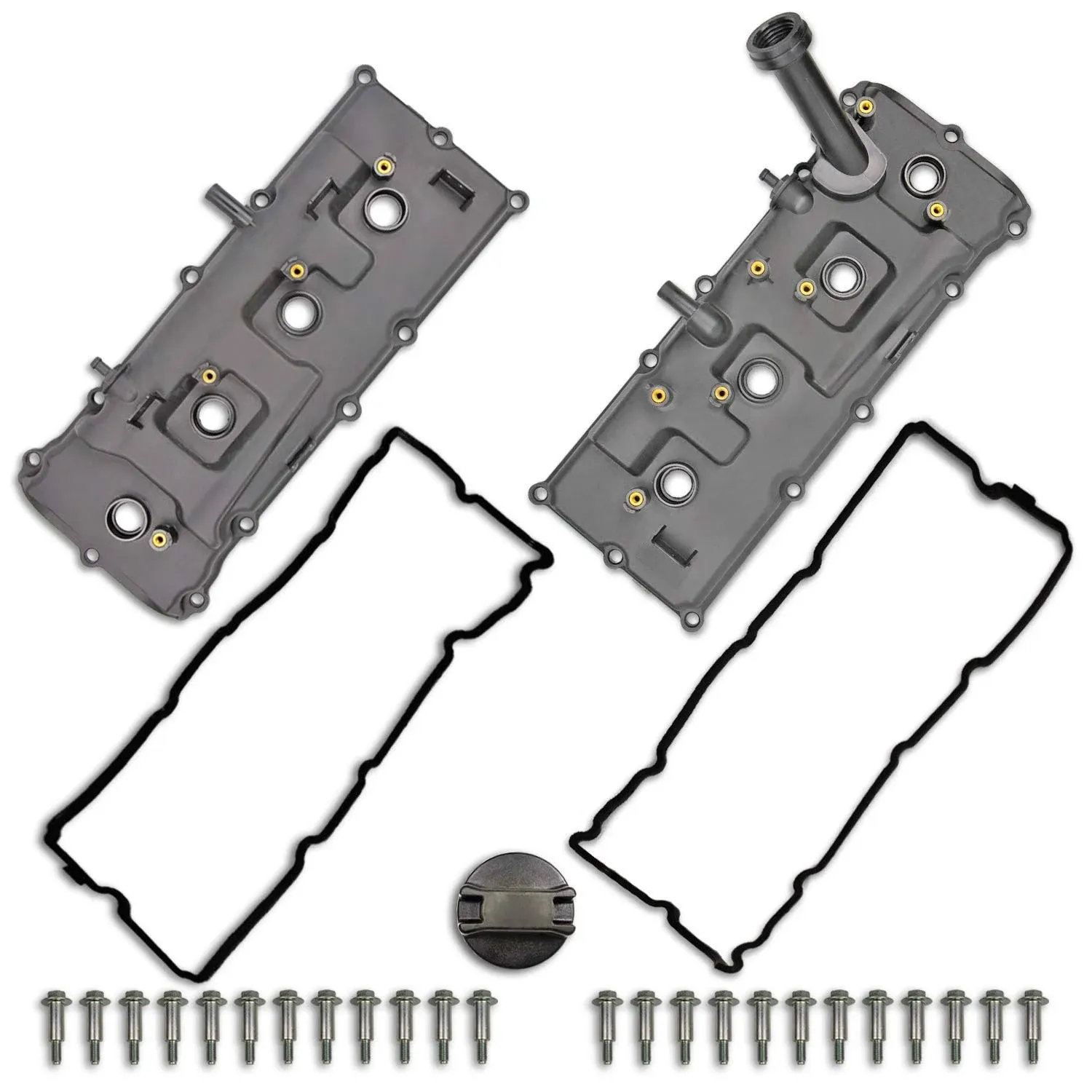 Valve Cover Set with Bolts & Oil Cap & Gaskets & Spark Plug Tube Seals & PCV Valve Compatible with 2004-2016 Nissan Armada NV2500 NV3500 Pathfinder Titan Infiniti QX56 5.6L # 13264-ZE01A 13264-ZE00A