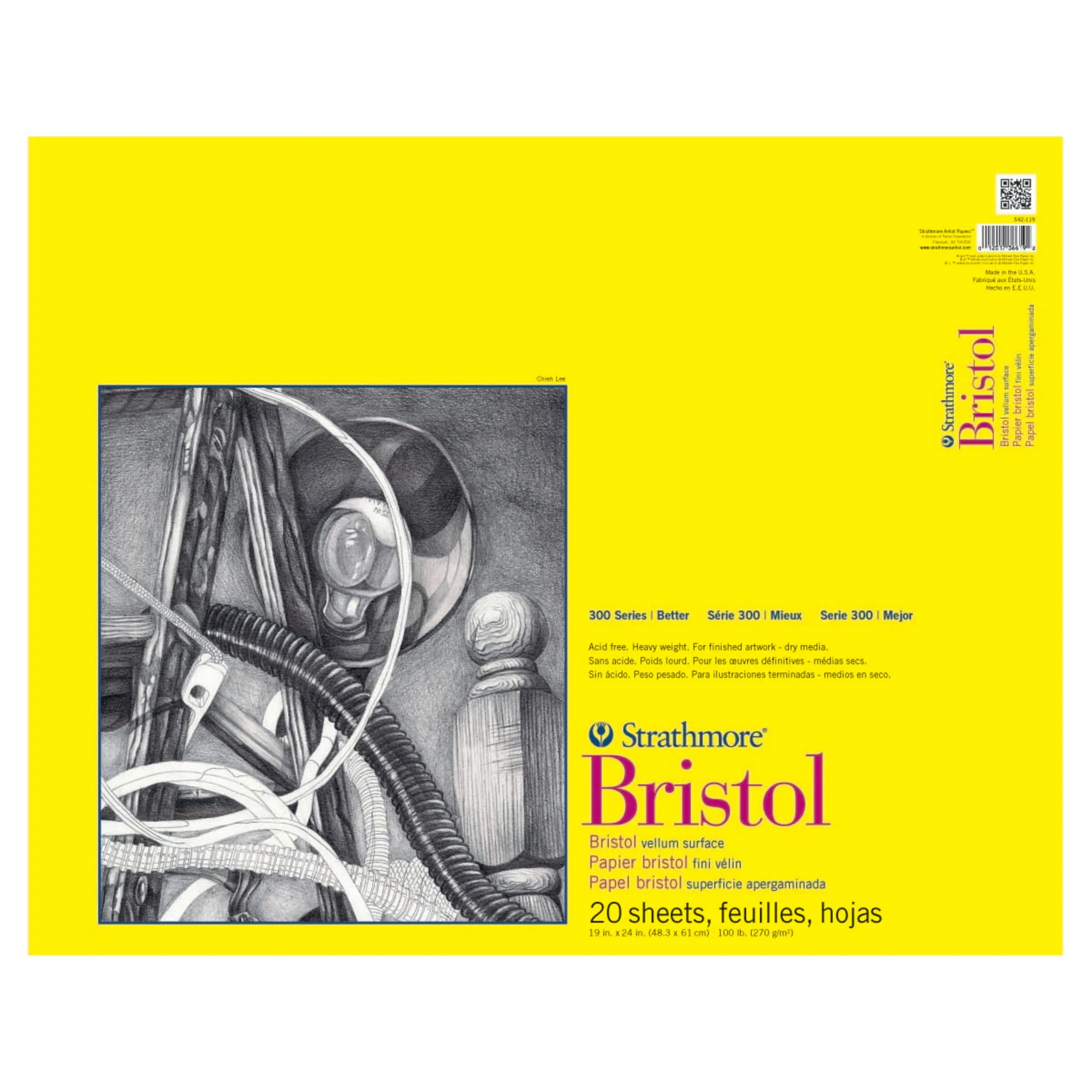 Strathmore 300 Series Bristol Pad - 19" x 24", Vellum, 20 Sheets