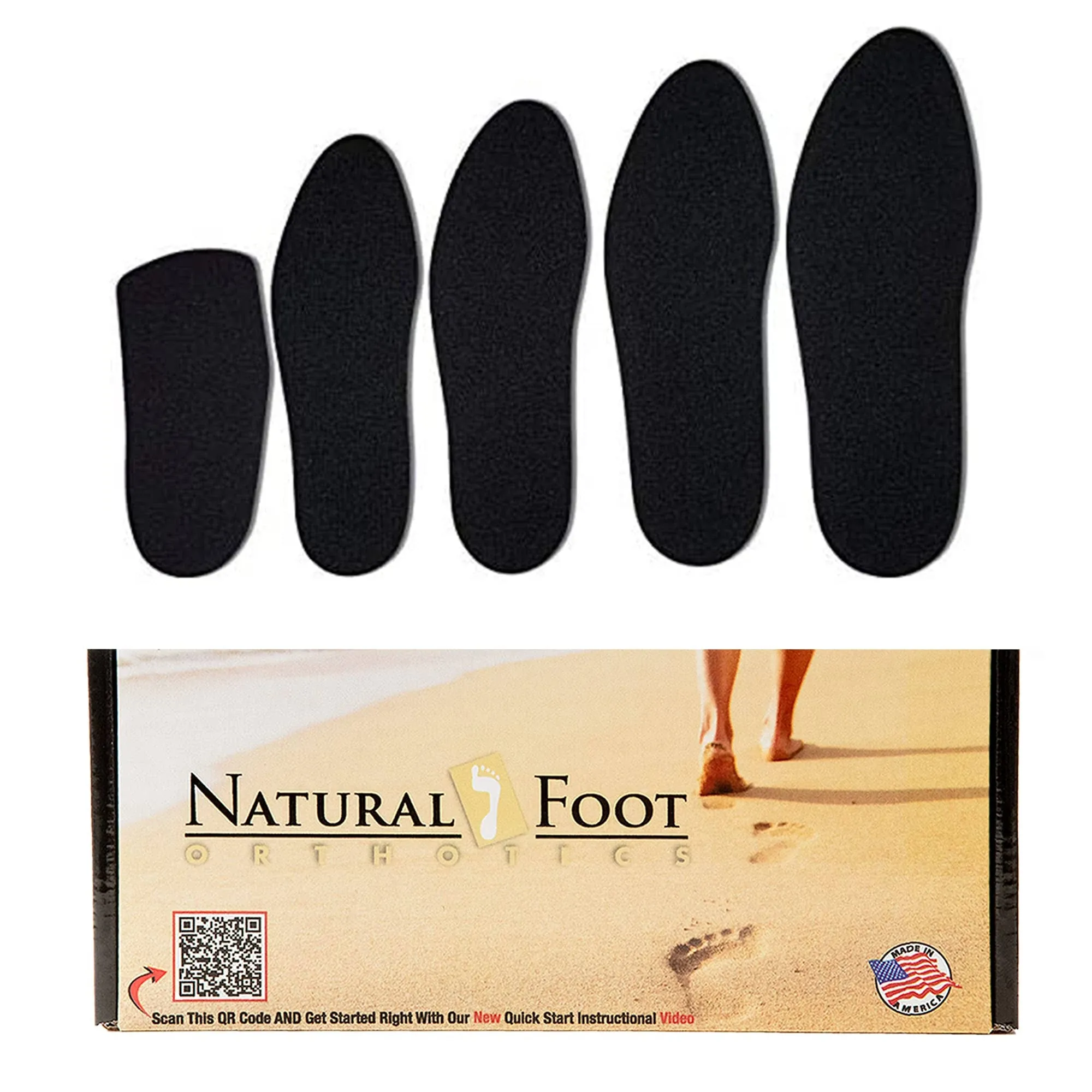 Natural Foot Orthotics Cushions - 1 Pair Natural Sponge Rubber Cushions with A Nylon Covering | Trim to Fit | Perfect to Be Worn Over Orthotic Arch