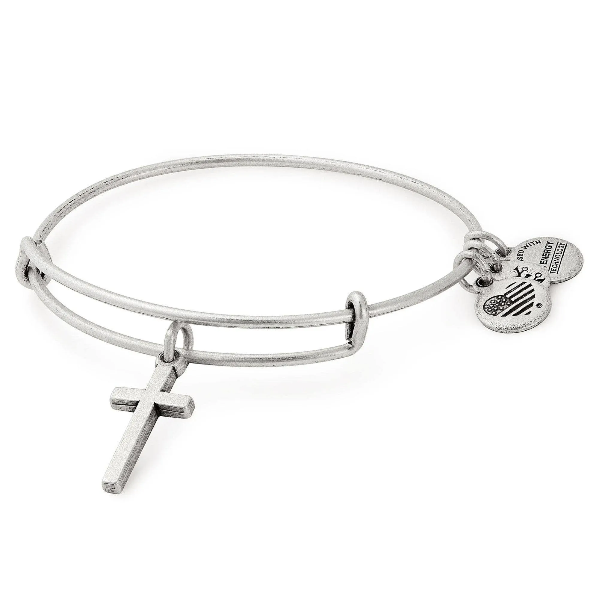 Alex and Ani Divine Guides Expandable Bangle Bracelet for Women, Cross Charm, 2 to 3.5 in