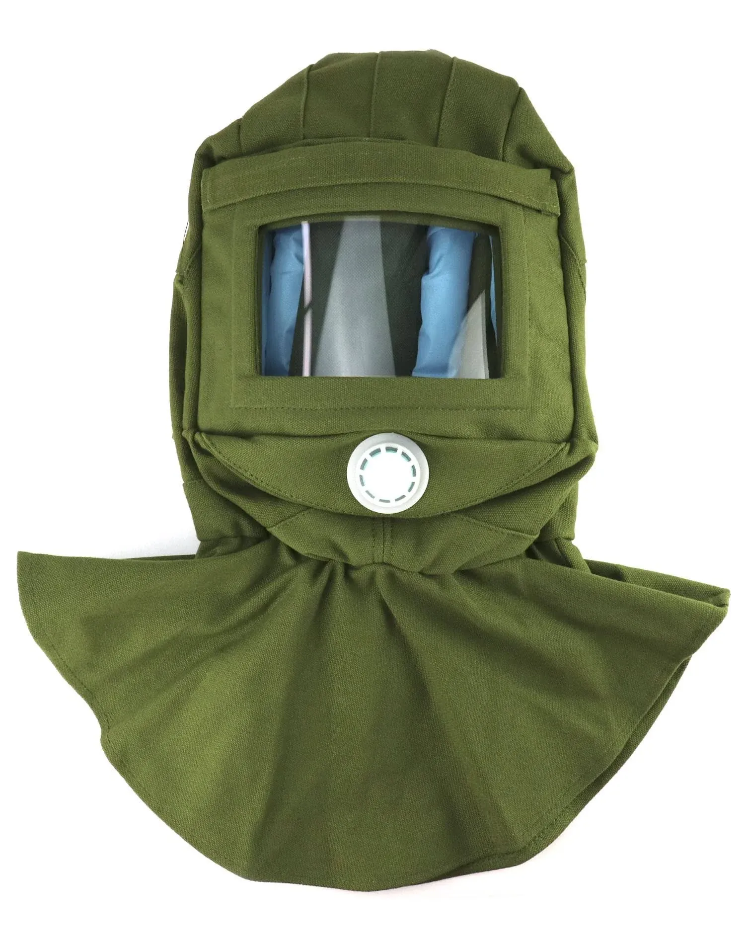 Industrial Sand Blasting Hood Cap Glass Face Shield Vent Design Anti Dust Green