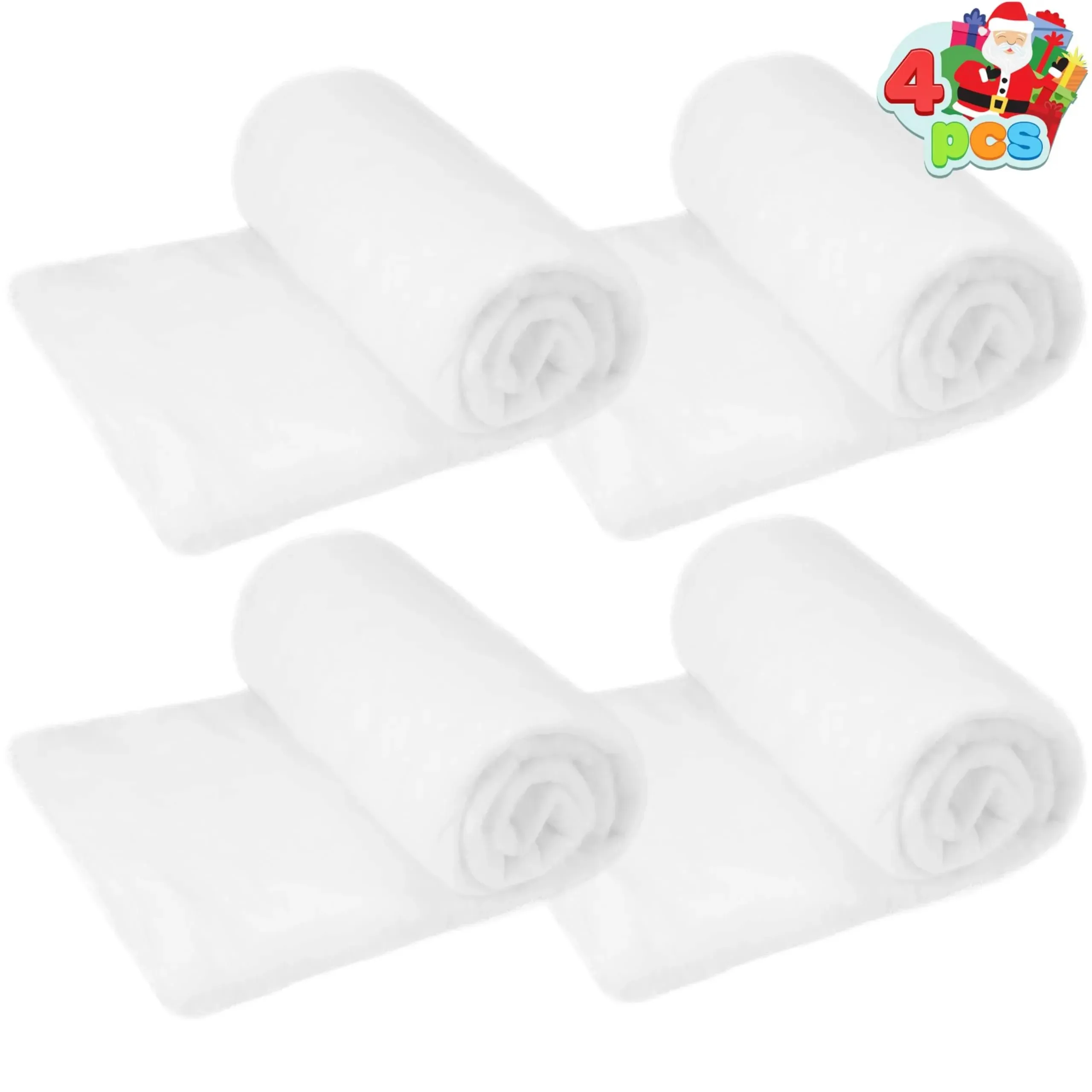 JOYIN Christmas Snow Blanket Roll (3x8 Ft,4 Pcs) for Christmas Decorations, Village Displays, Under The Christmas Tree-Thick White Soft and Fake Snow Cover for Holiday Decor and Winter Displays