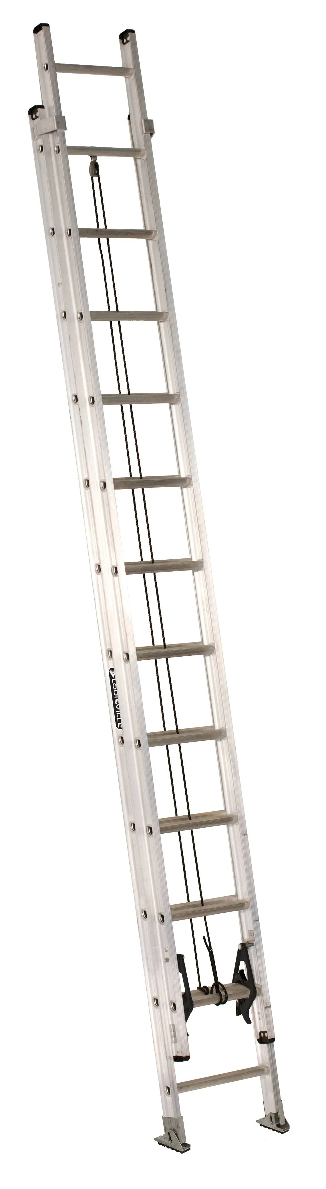 Louisville AE2200 AE2224 Extension Ladder, 300 lb Weight Capacity, 24-Step, 21 ft L Extension, Aluminum