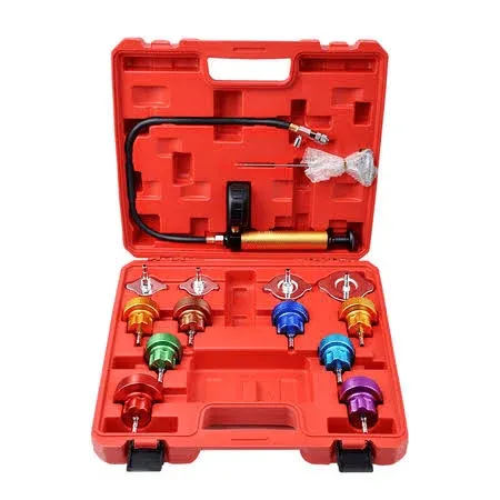 18pcs Radiator Pump Pressure Tester Set Coolant Pressure Tester Kit Vacuum Pump Cooling System Testing Tool Kit