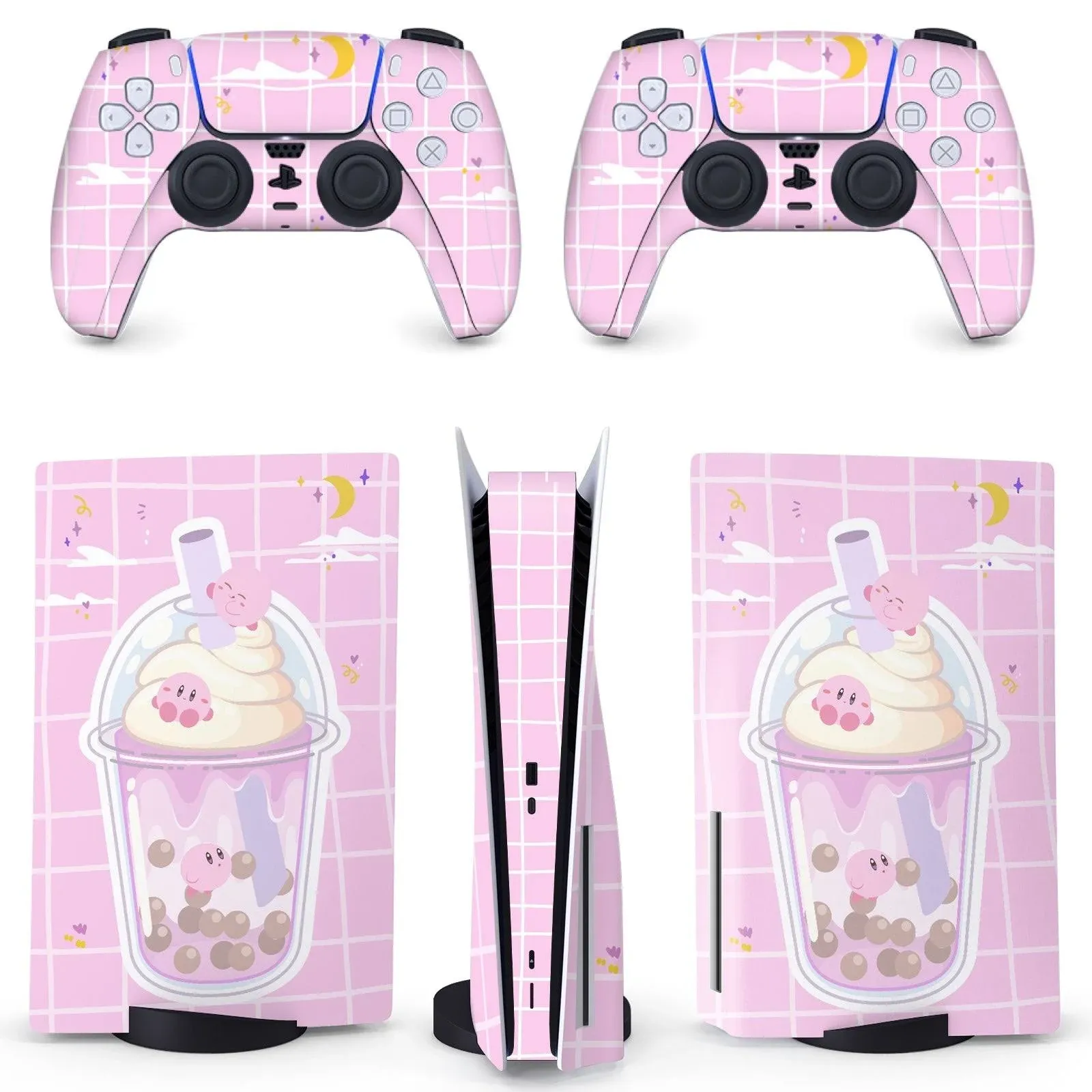 BelugaDesign Kirby Boba PS5 Skin - Pink Cute Kawaii Vinyl Wrap Sticker Bubble Tea ...