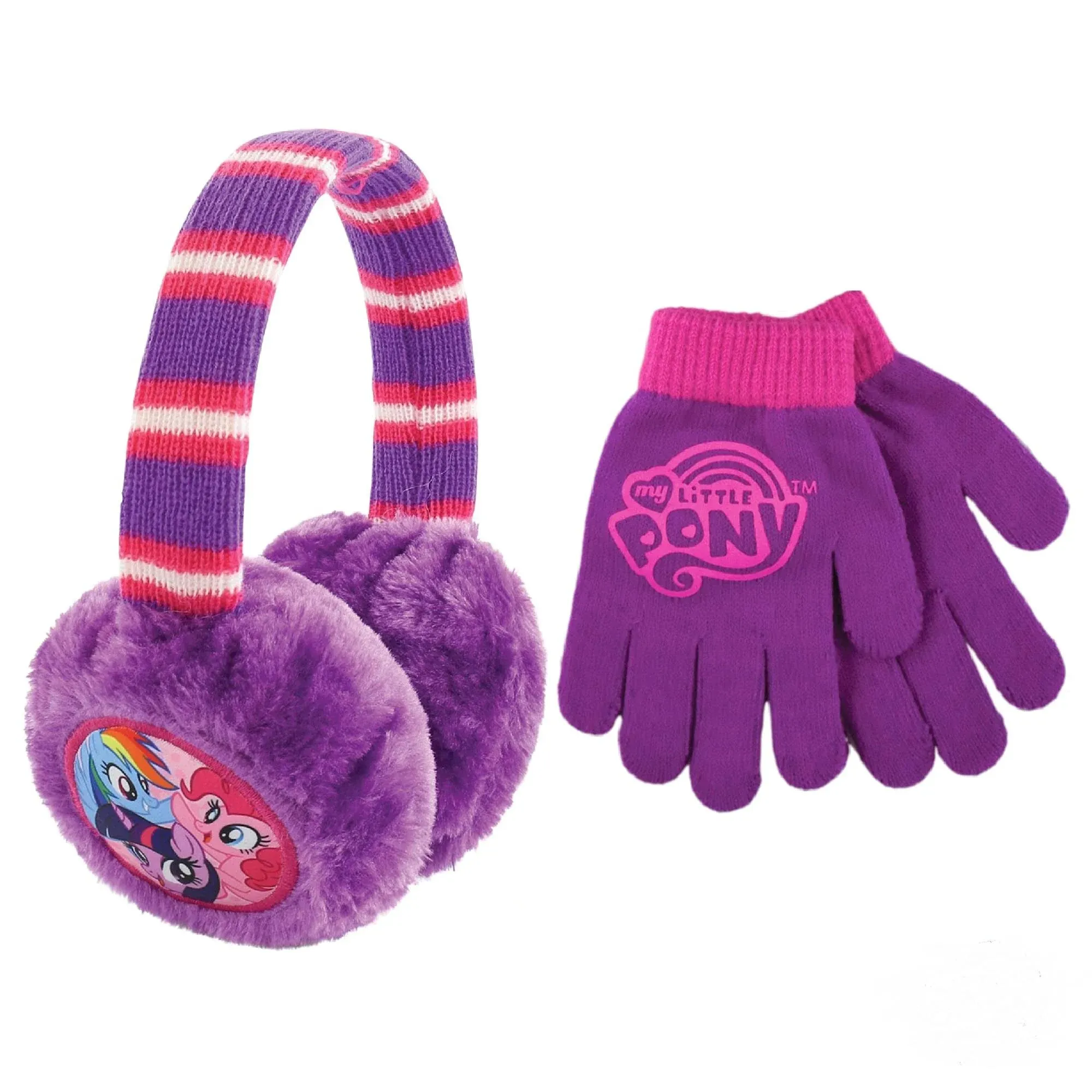 My Little Pony Toddler Winter Hat /earmuffs and Kids Mitten/ glove Set, Age 2-7