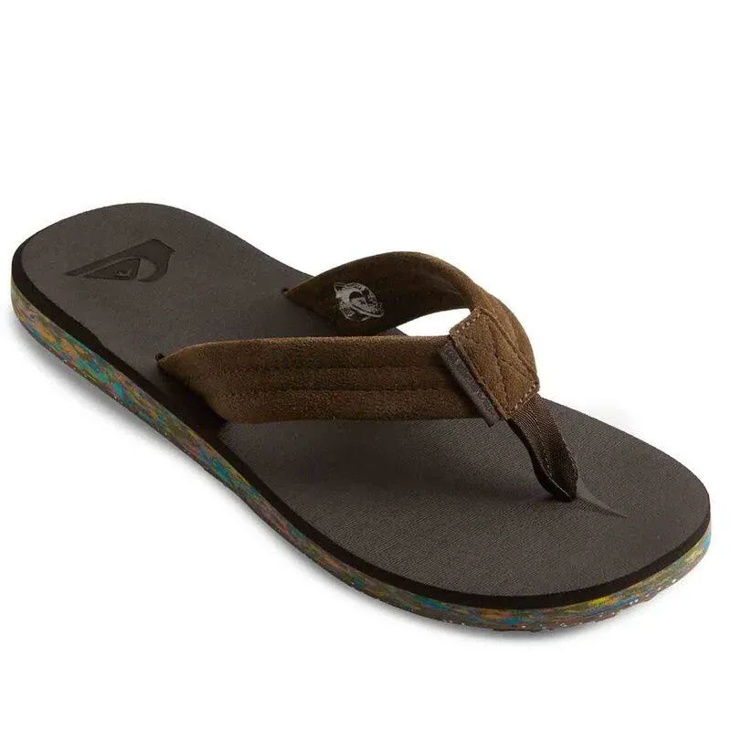 Quiksilver Men's Carver Suede Recycled 3 Point Flip Flop Athletic Sandal