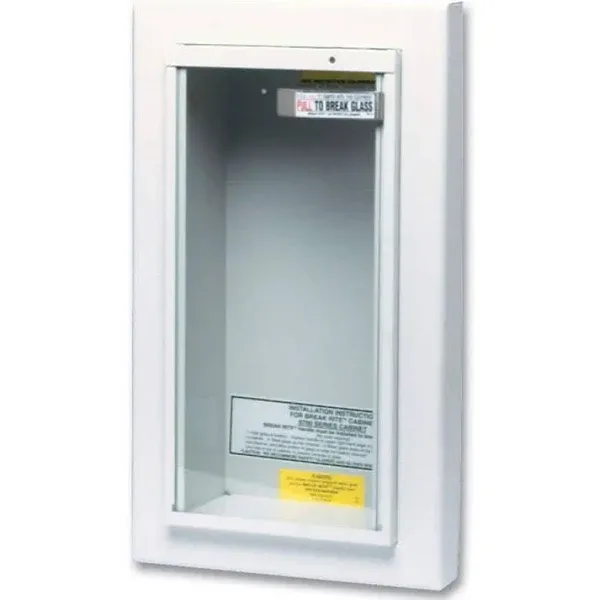 Fire Extinguisher Semi-Recessed Cabinet Tempered Glass Heavy Duty Steel 5 lbs.