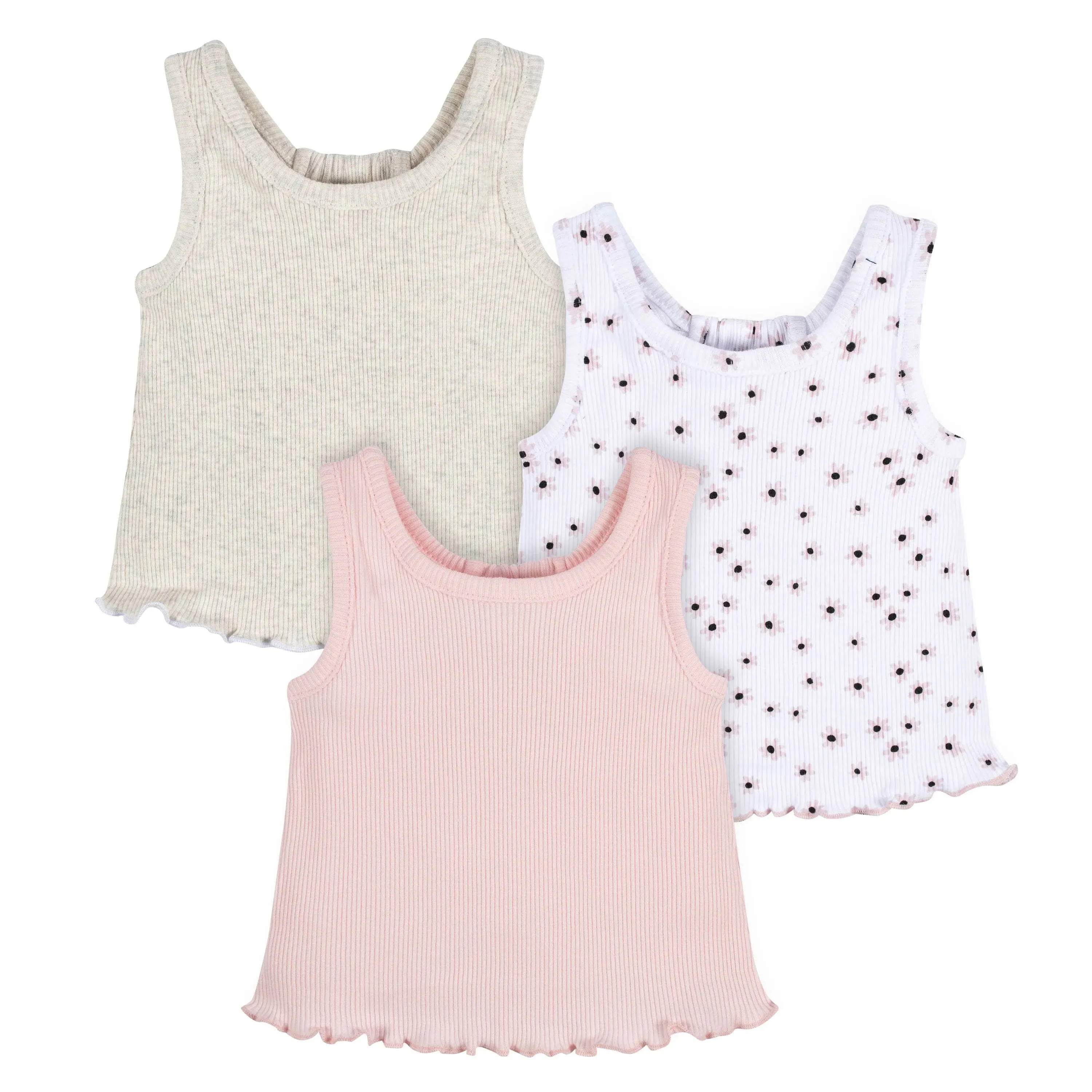 Gerber Girls' Toddler 3-Pack Racer Back Tank Tops