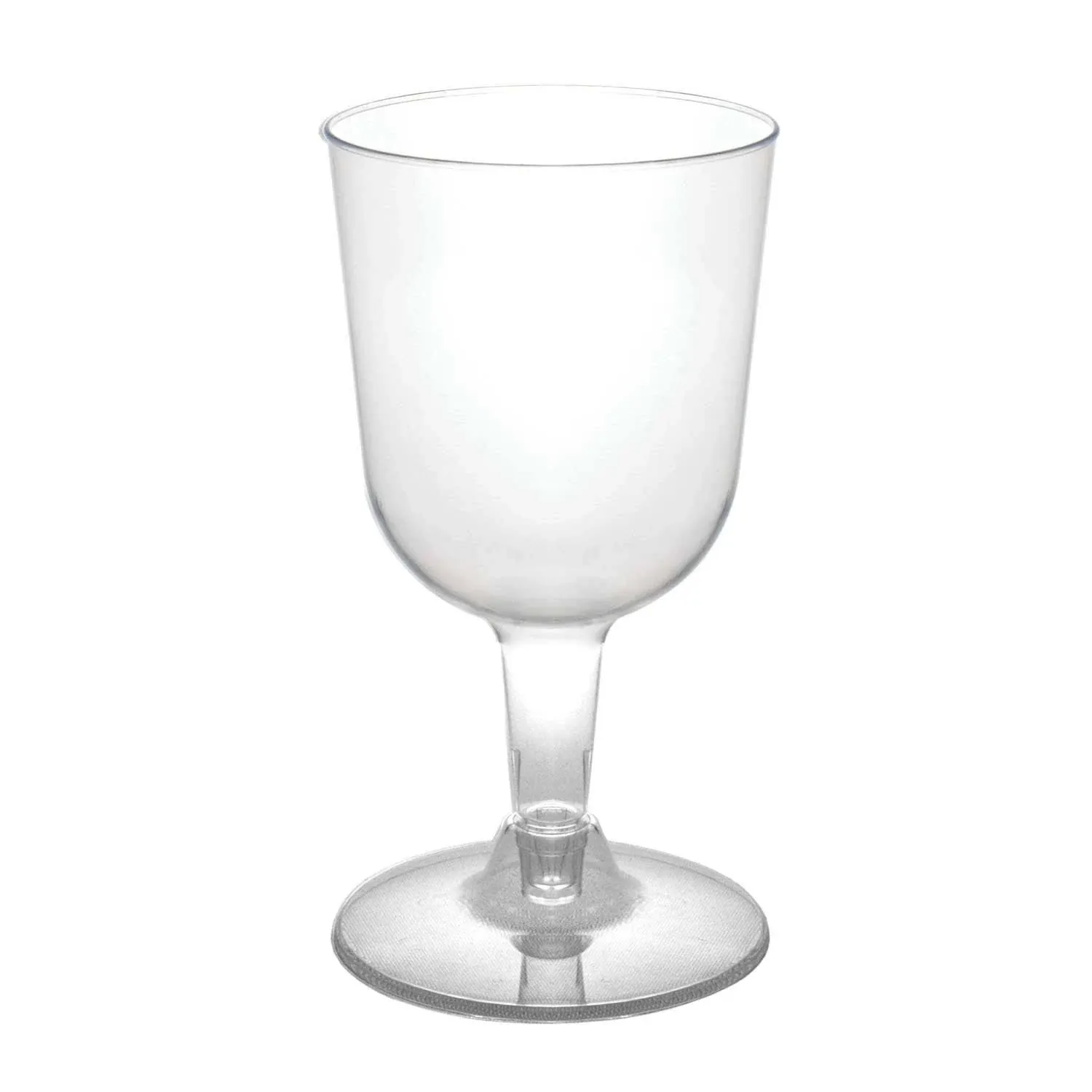 Party Essentials Hard Plastic Two Piece 5.5-Ounce Wine Glasses, Clear, Pack of 50