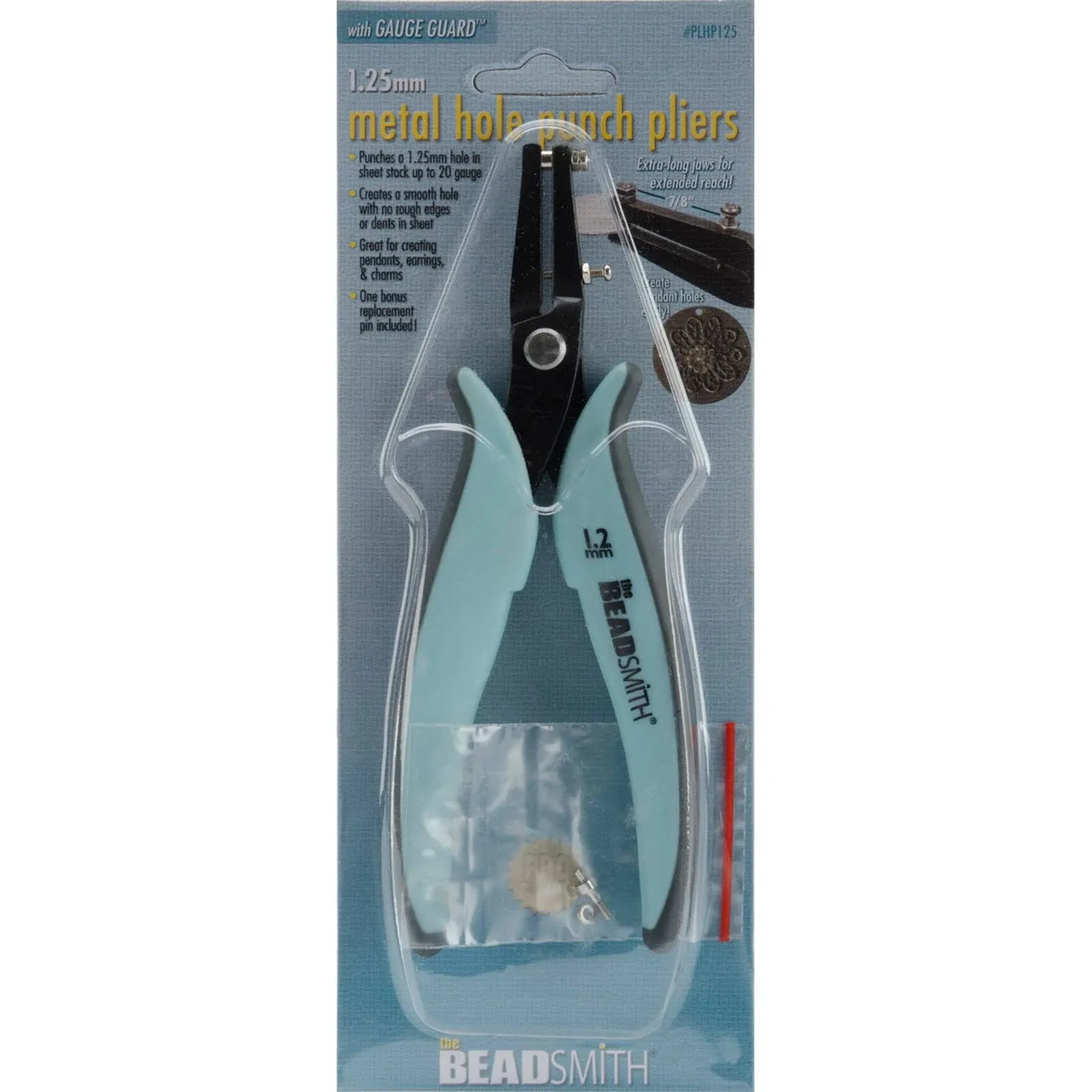 Metal Hole Punch Pliers 1.25mm Hole 55193 Extended Reach Jaw Beadsmith