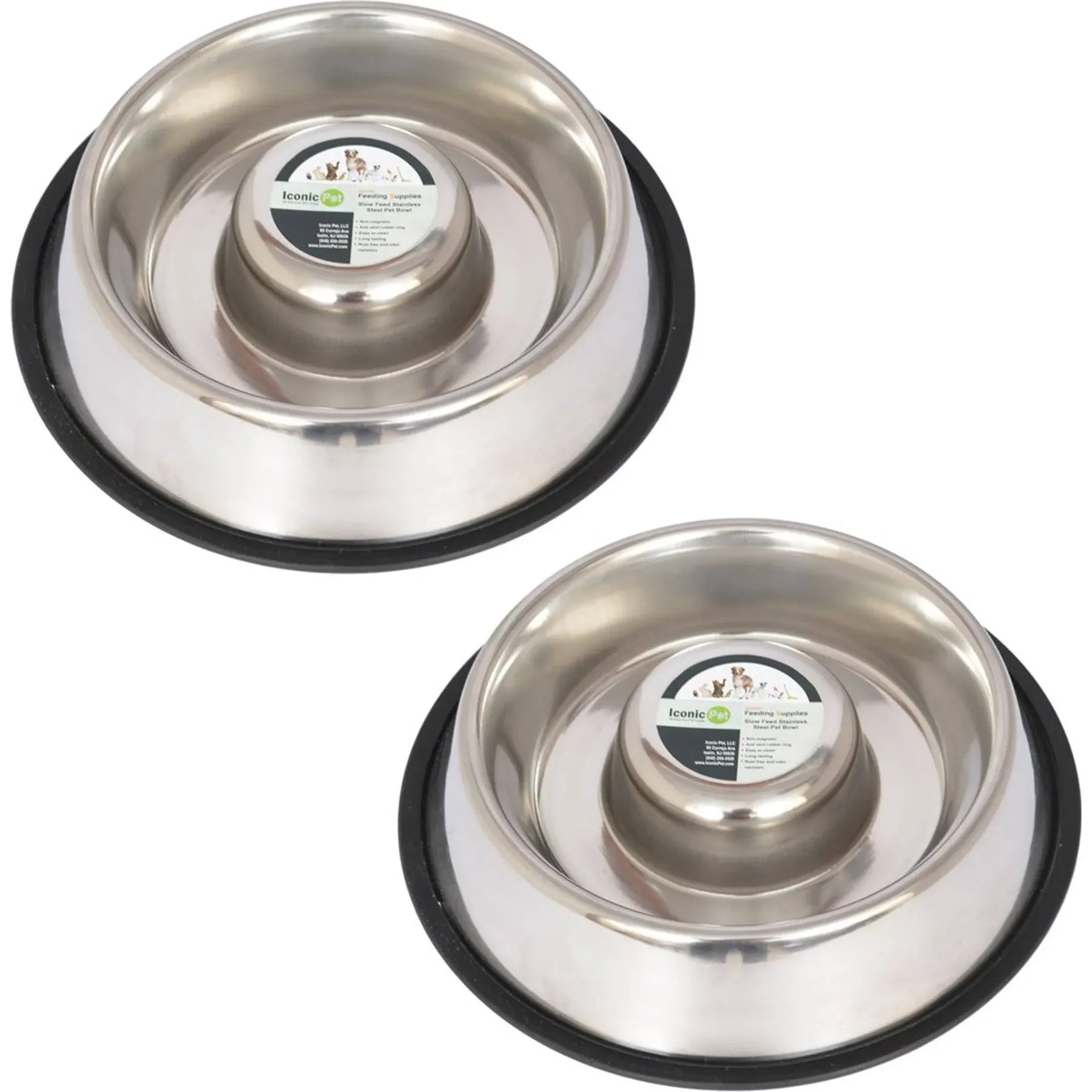 Iconic Pet Slow Feed Stainless Steel Pet Bowl