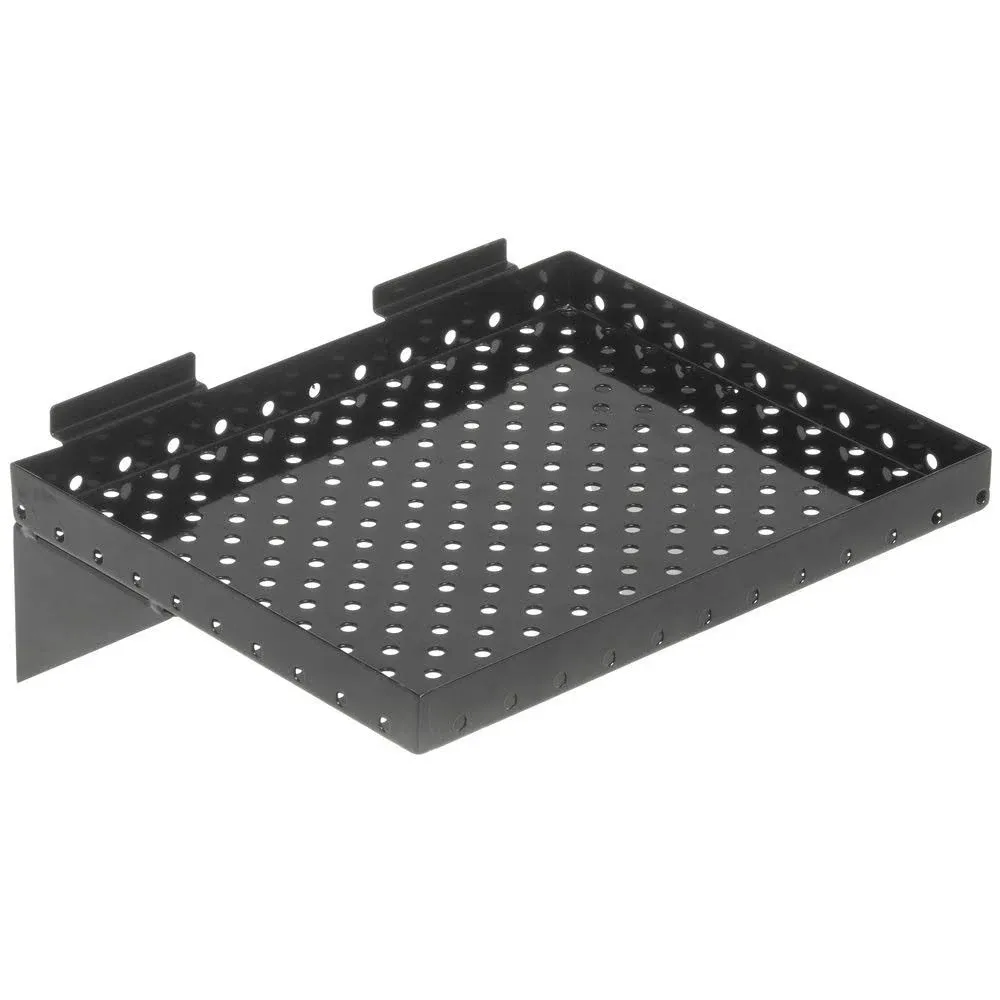 Black Perforated Slatwall Shelves, 12"W