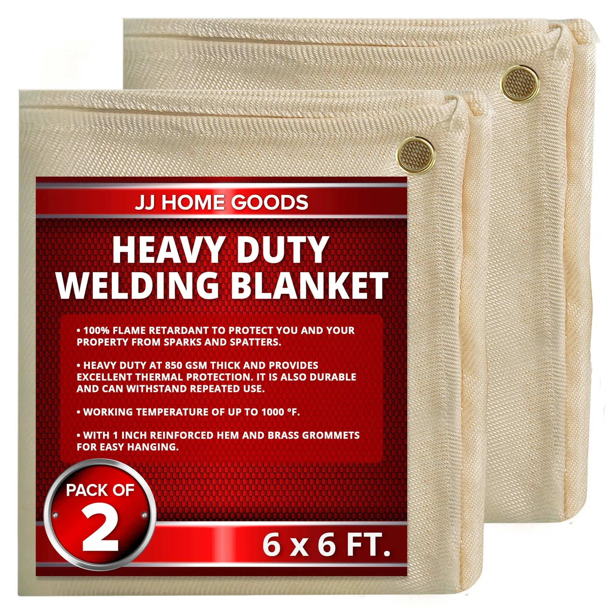 JJ Care Heavy Duty Welding Blanket 6x6 ft (Pack of 2) Fiberglass Welding Curtain ...