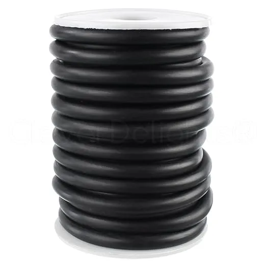 CleverDelights Solid Rubber Cord - 1/4" Diameter - 50 Feet - Buna 70 Durometer - Black - .25" Round