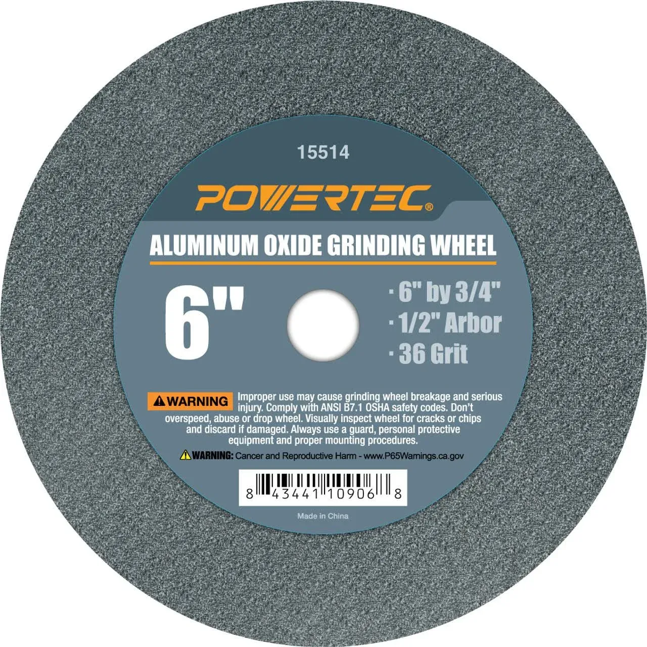 15515 1/2" Arbor 60 Grit Grinding Wheel, 6" by 3/4"