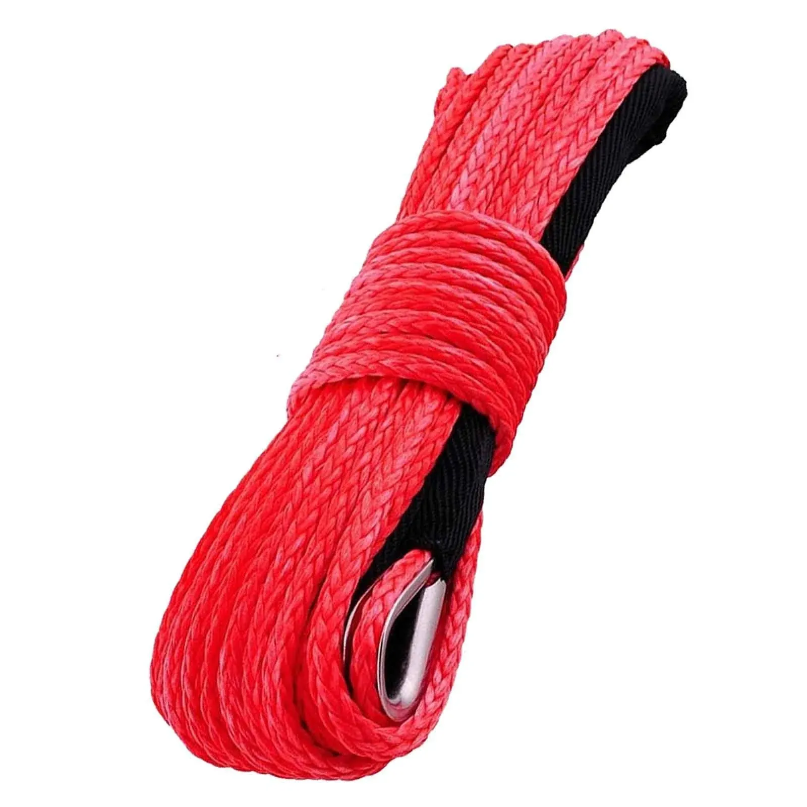 Synthetic Winch Rope 1/4 Inch x 50 ft 7700LBs with Black Protecing Sleeve for...