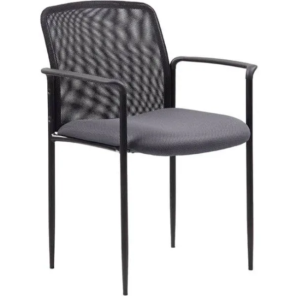 Boss Office Products Stackable Mesh Guest Chair in Grey