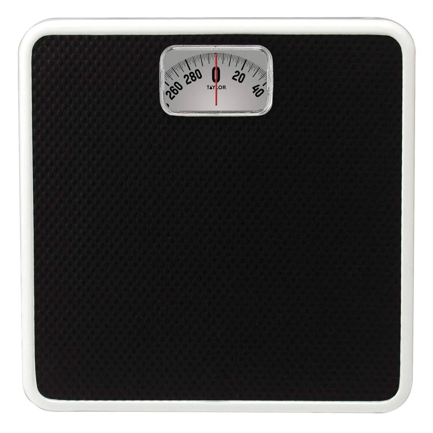 Taylor Analog Scales for Body Weight, Rotating Dial, 300 LB Capacity, Black Textured Mat with Durable Metal Platform, Easy to Clean, 10.0 x 10.0 Inches, Black