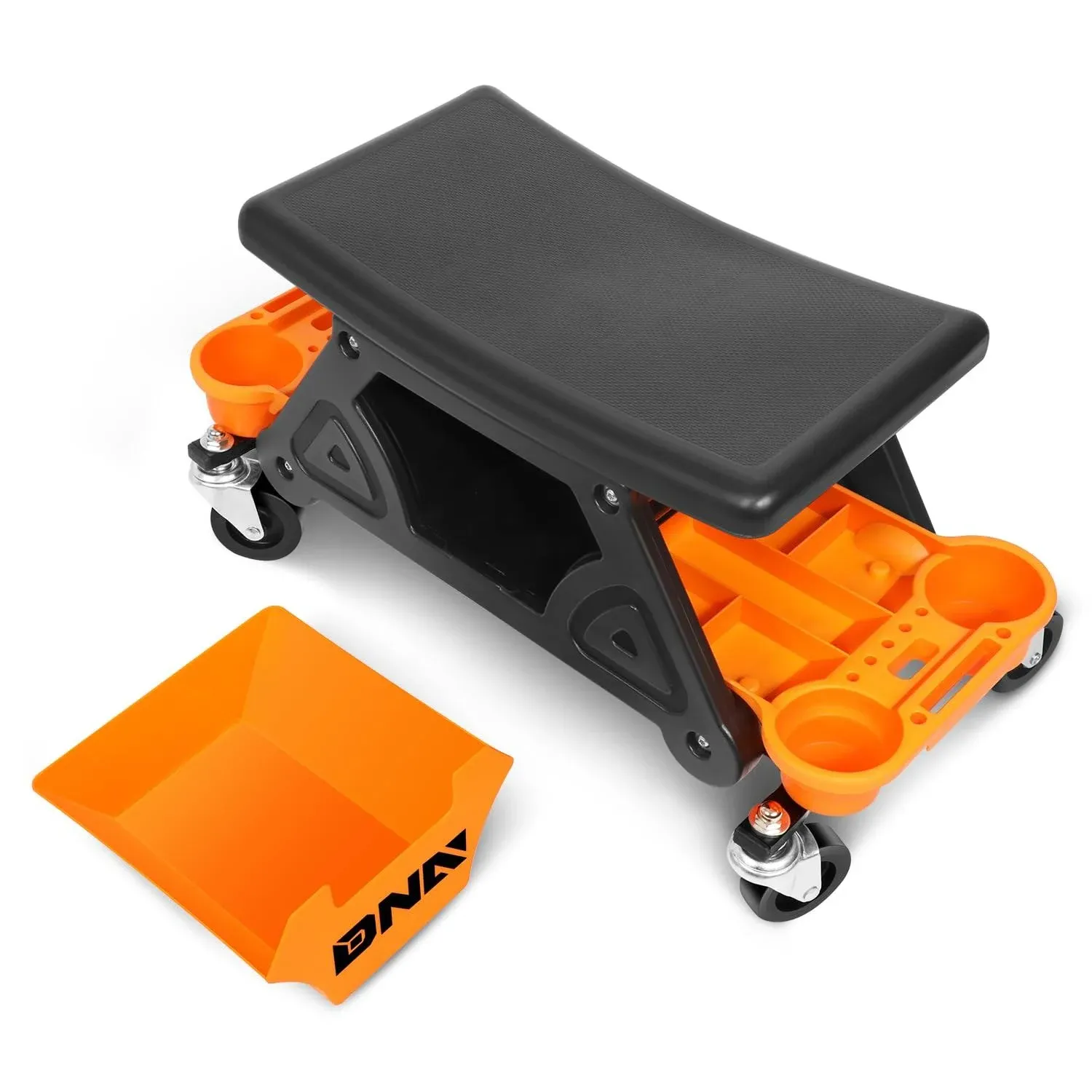 Mechanic Stool Rolling Work Seat w/Swivel Wheels and Storage Tool Tray DNA Motoring