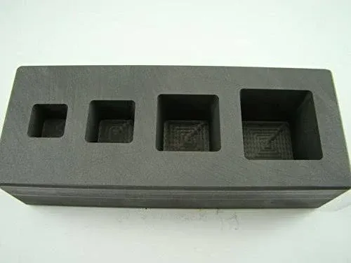 High Density Graphite Mold 1-2-5-10 oz Gold Bar Silver 4-Cavity Cube (B4)