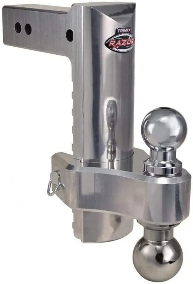 Trimax TRZ10ALHD: 10? HD Aluminum Adjustable Drop Hitch, Pin and Clip Includes: Dual 2? and 2-5/16? Chrome Balls - JEGS