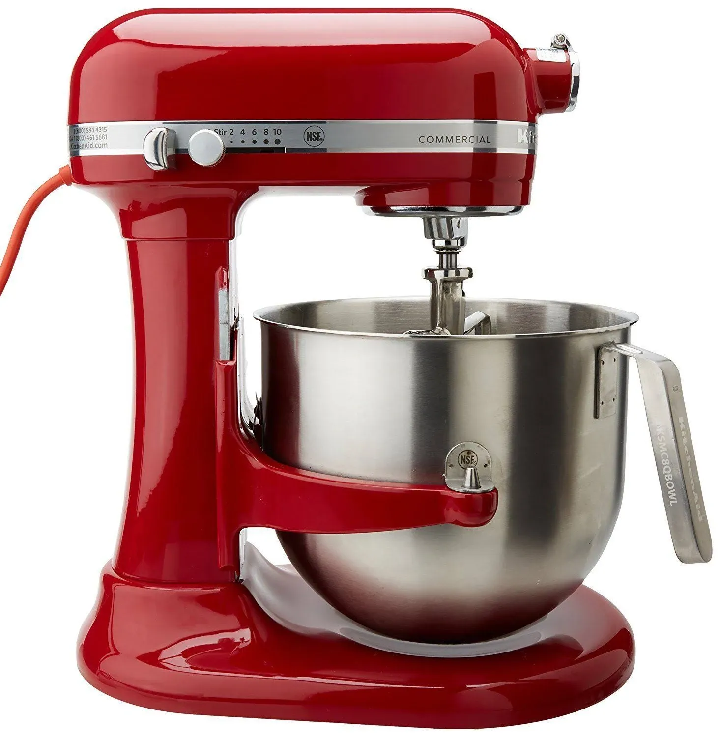 KitchenAid KSM8990ER 8-Quart Commercial Countertop Mixer, 10-Speed, Gear-Driven, Empire Red