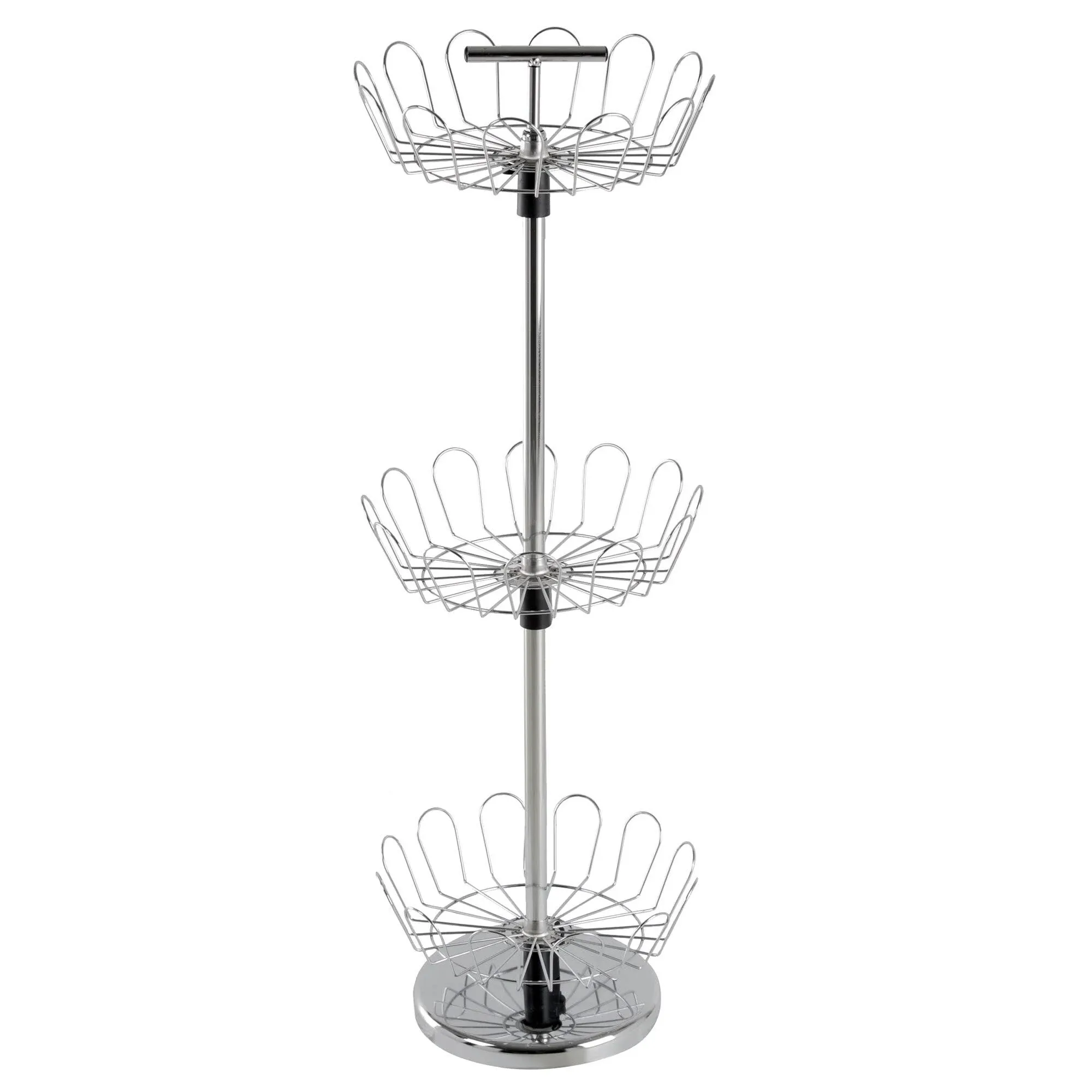 Steel 3 Tier Shoe Tree Organizer Fits 12 - 15 Pairs of Shoes Revolving