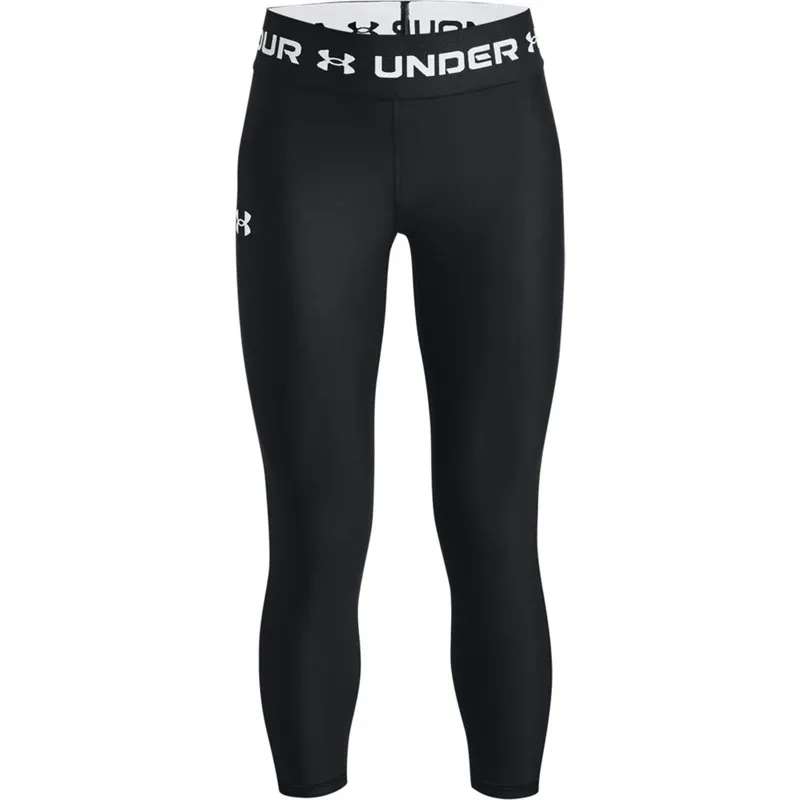 Under Armour Girls’ HeatGear Armour Ankle Crop Leggings Black/White, Large - Grls Athletic Pants And Capris at Academy Sports