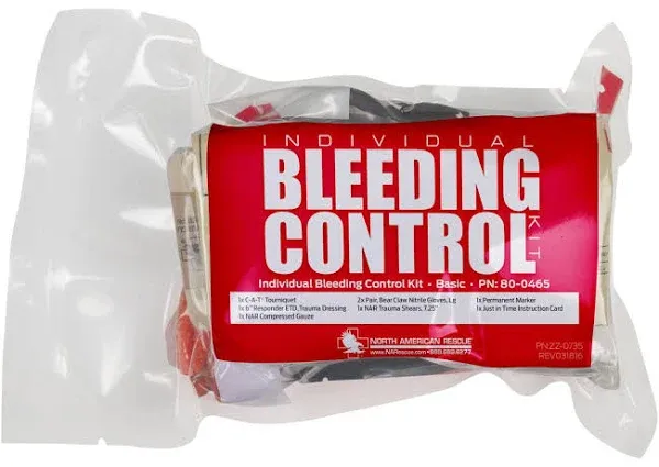 North American Rescue Public Access Individual Bleeding Control Kit Vacuum Sealed