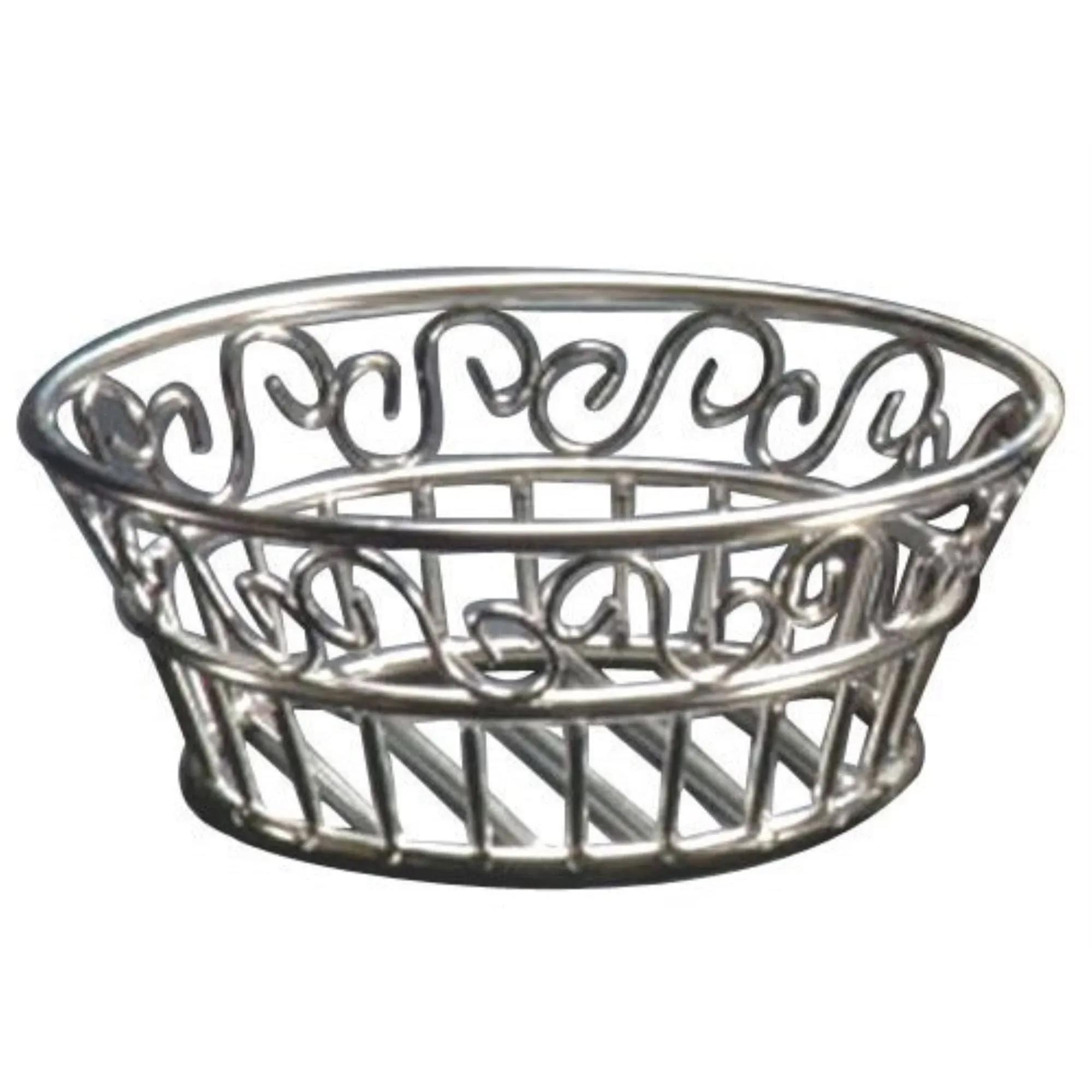 American Metalcraft (SSLB94) 9" Round Stainless Steel Scroll Bread Basket