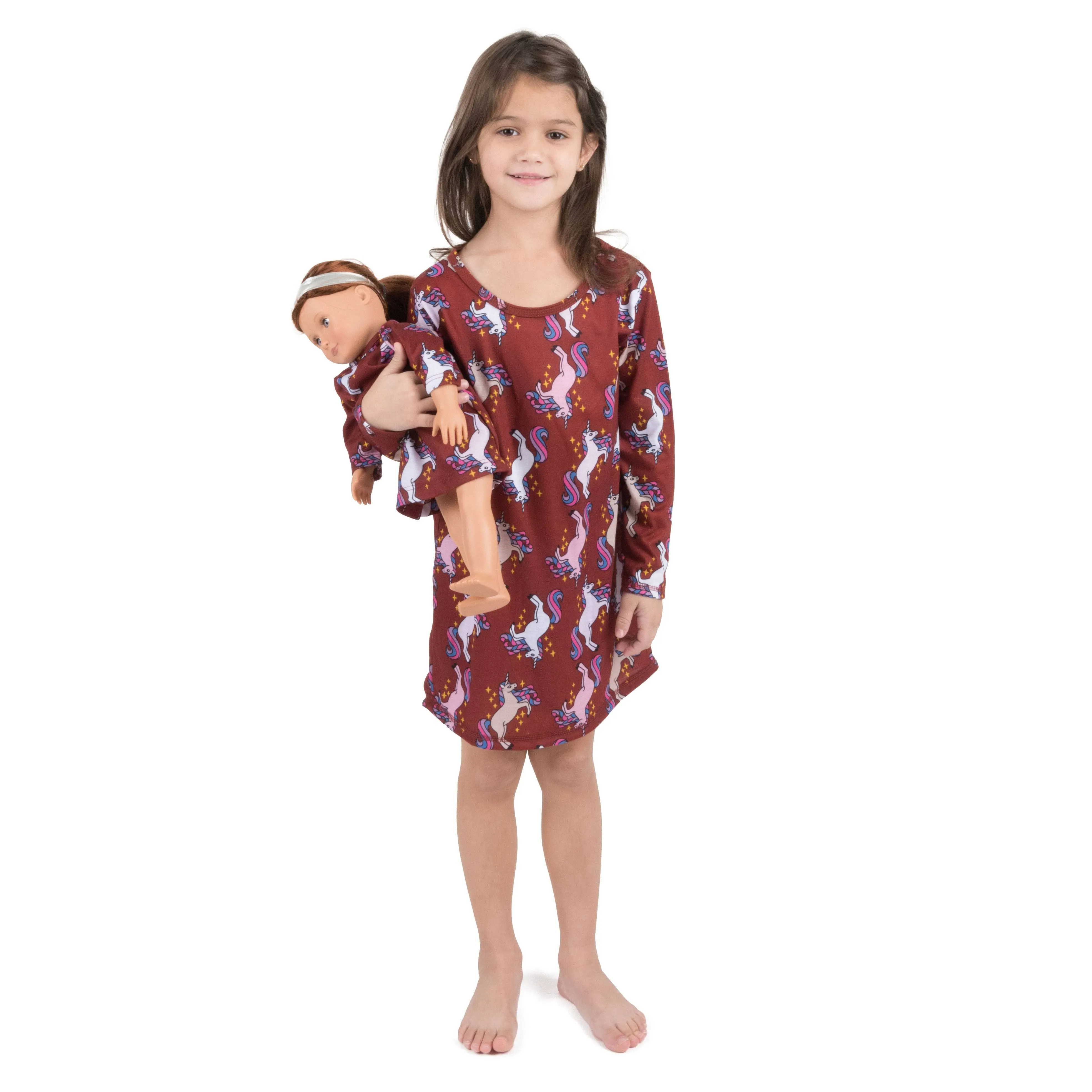 Leveret Girls and Matching Doll Nightgown Unicorn - Multi - US 10