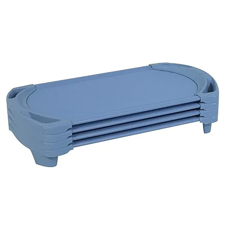 Angeles Space Line Cot, Toddler, 42.5" Height, 22" Length, 9.5" Width, Blue (Pack of 4)