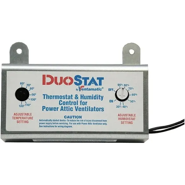 Ventamatic XXDUOSTAT Adjustable Dual Thermostat Humidistat Control for Power ...