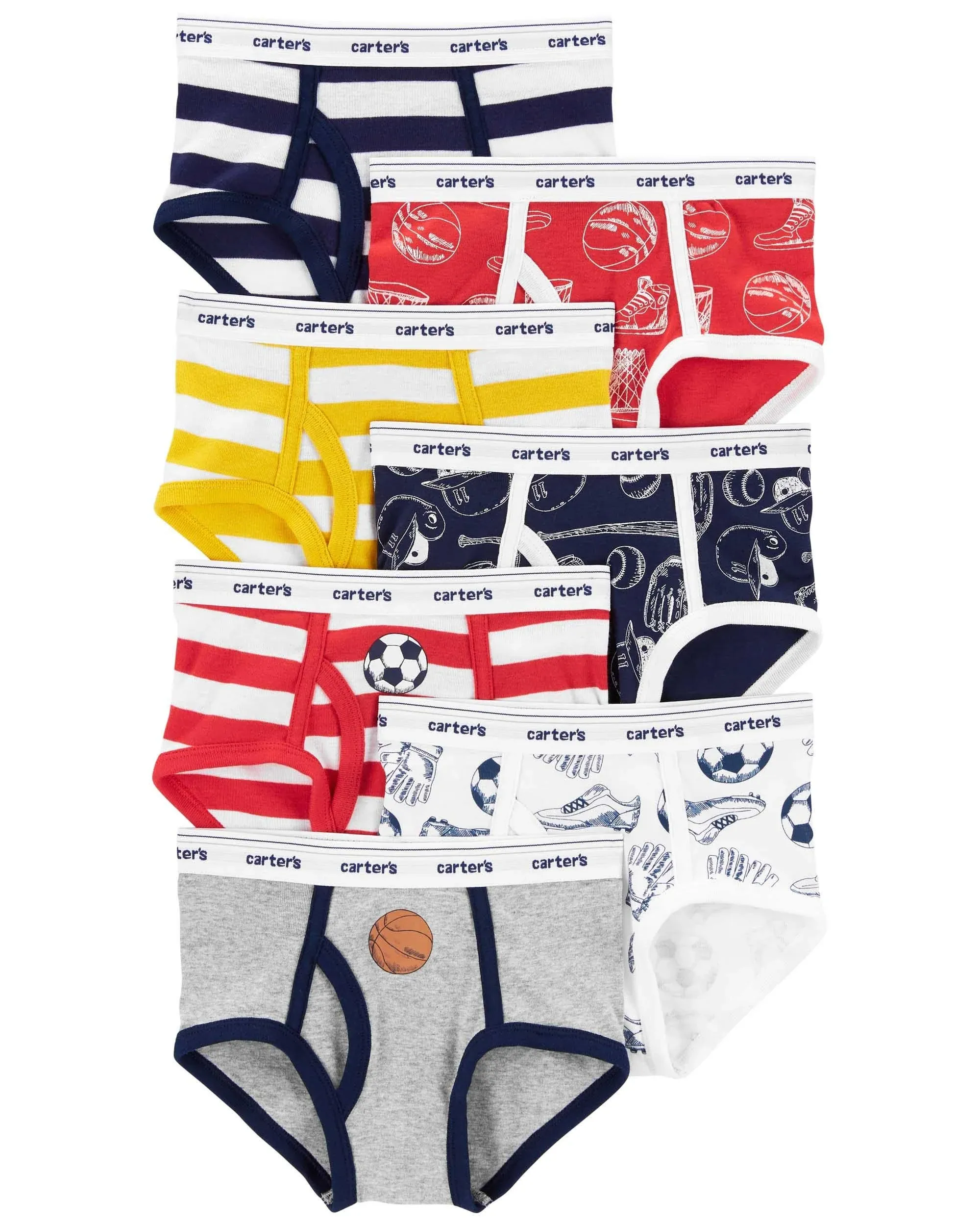 CARTER&#039;S 7-Pack BRIEFS Tag-free Underwear LITTLE BOY&#039;S Size 2-3 Years NWT $26