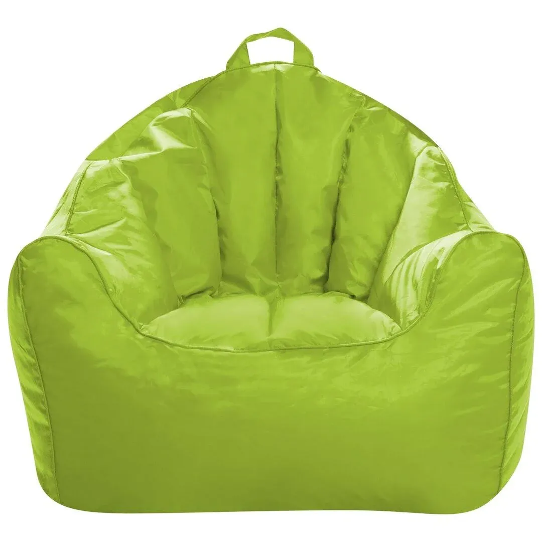 Posh Creations Structured Comfy Bean Bag Chair for Gaming, Reading, and Watching TV, Malibu Lounge, Soft Nylon-Lime