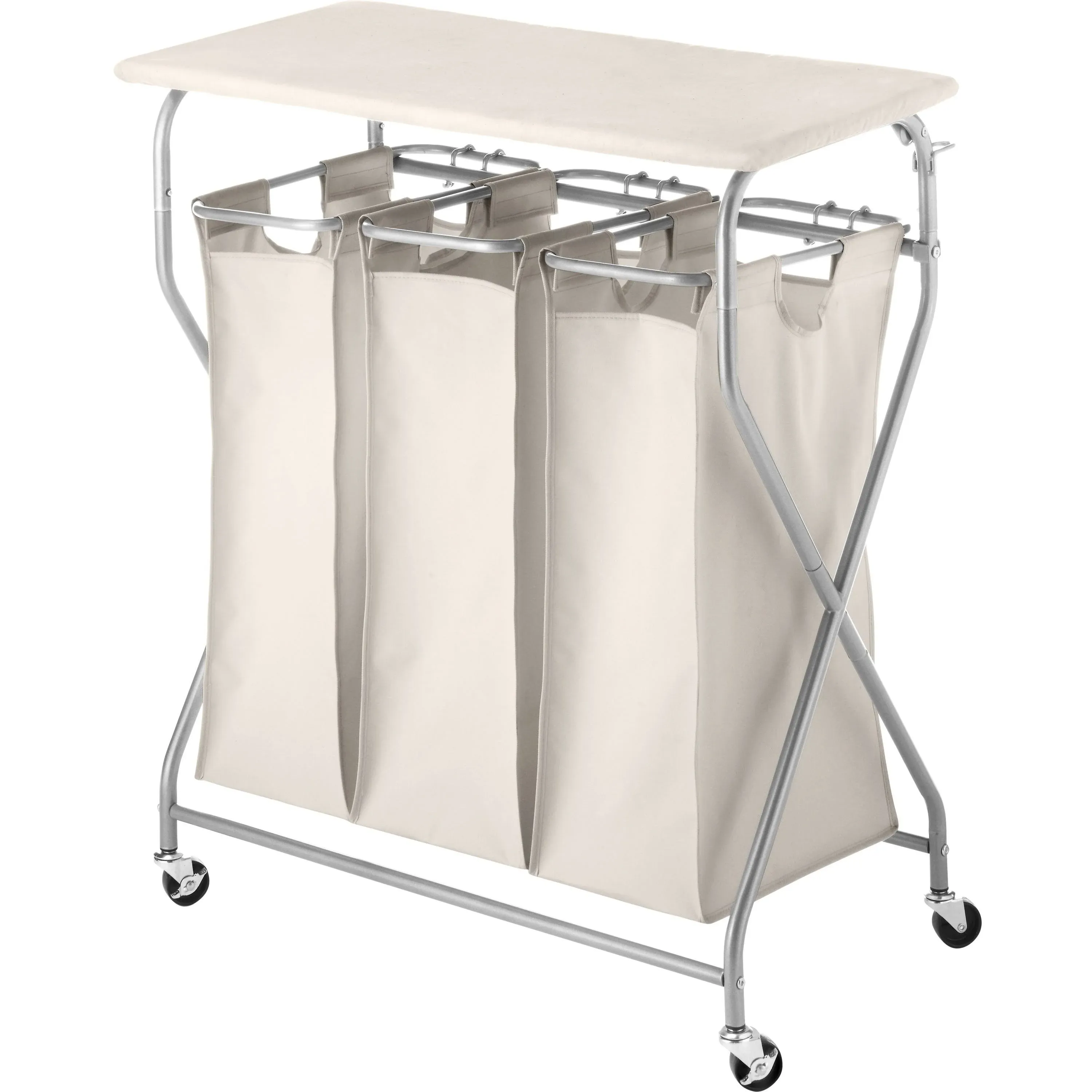 Whitmor Easy Lift Triple Laundry Sorter with Folding Table