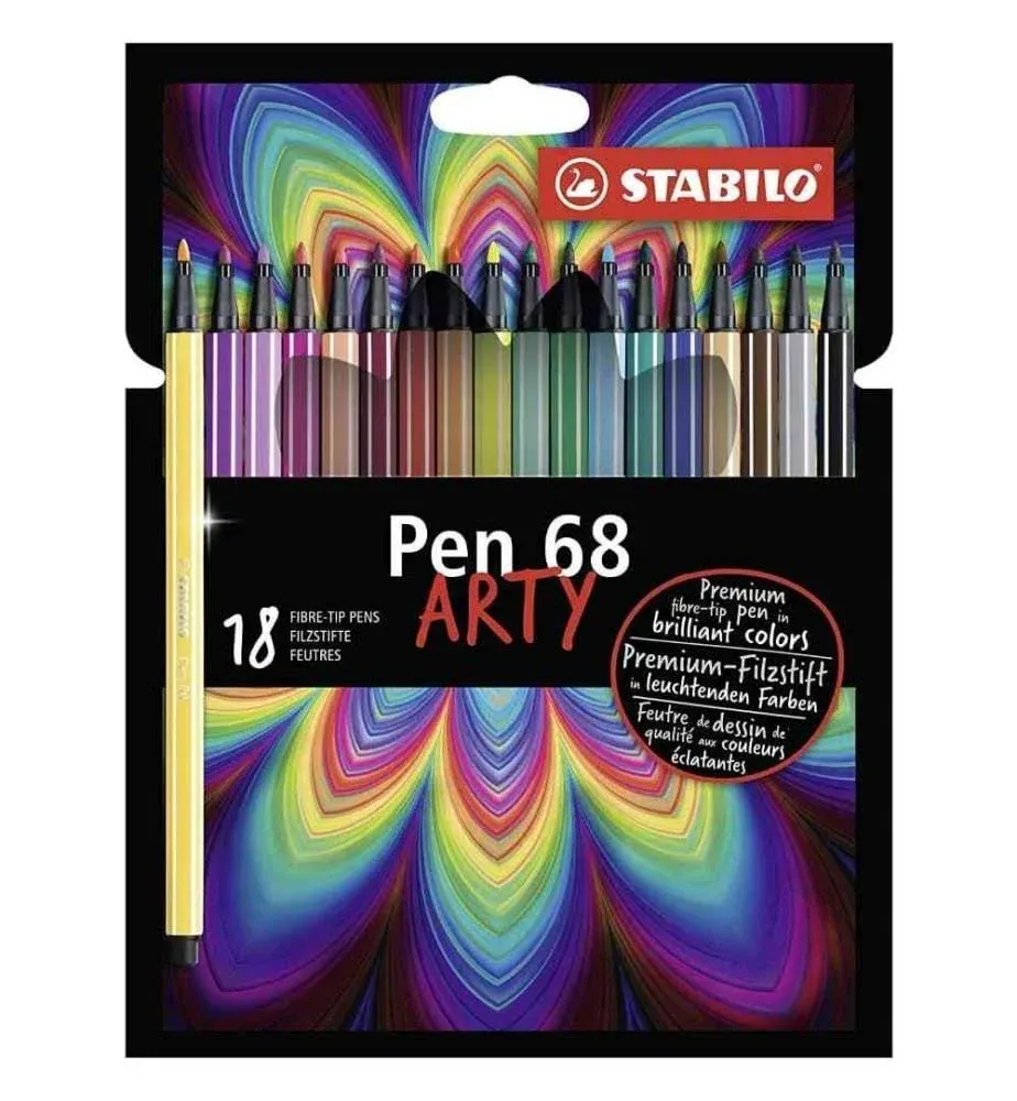 premium marker - stabilo pen 68 - arty - box of 18 with hanger - 18 assorted colors