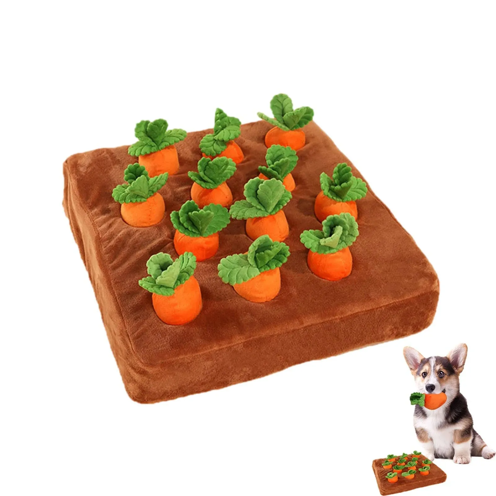 Carrot Snuffle Mat for Dogs, Interactive Dog Plush Puzzle Toys, 2 in 1 Non-Slip ...