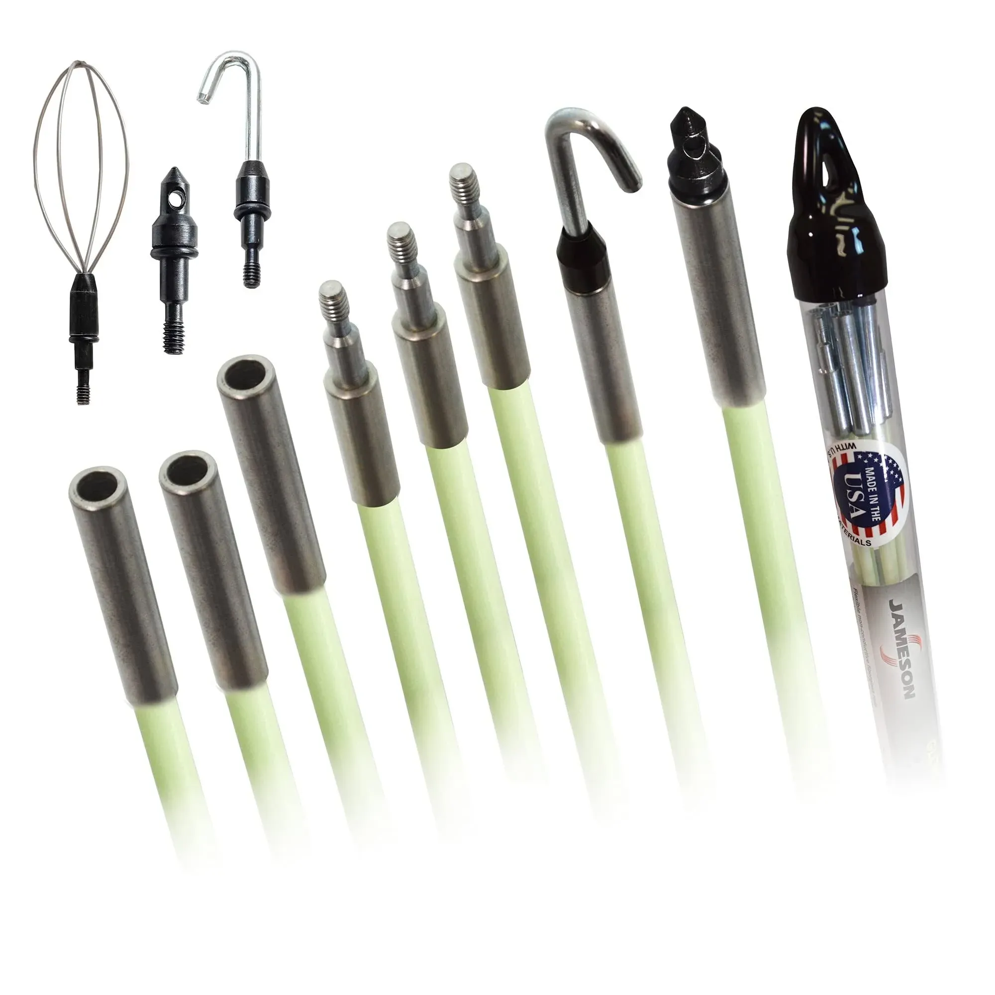 Jameson Fish Rod Installer&#039;s Kit Glow Non Conductive Fiberglass Sectional 35 Ft