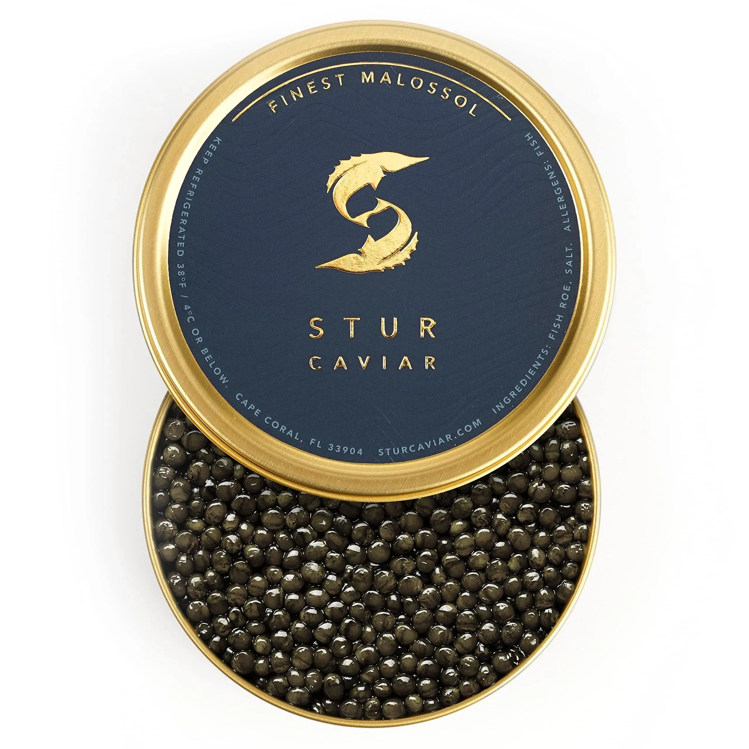 STUR Royal Osetra Sturgeon Caviar - 3.5 OZ / 100 GR - Ossetra Black Roe - OVERNIGHT GUARANTEED