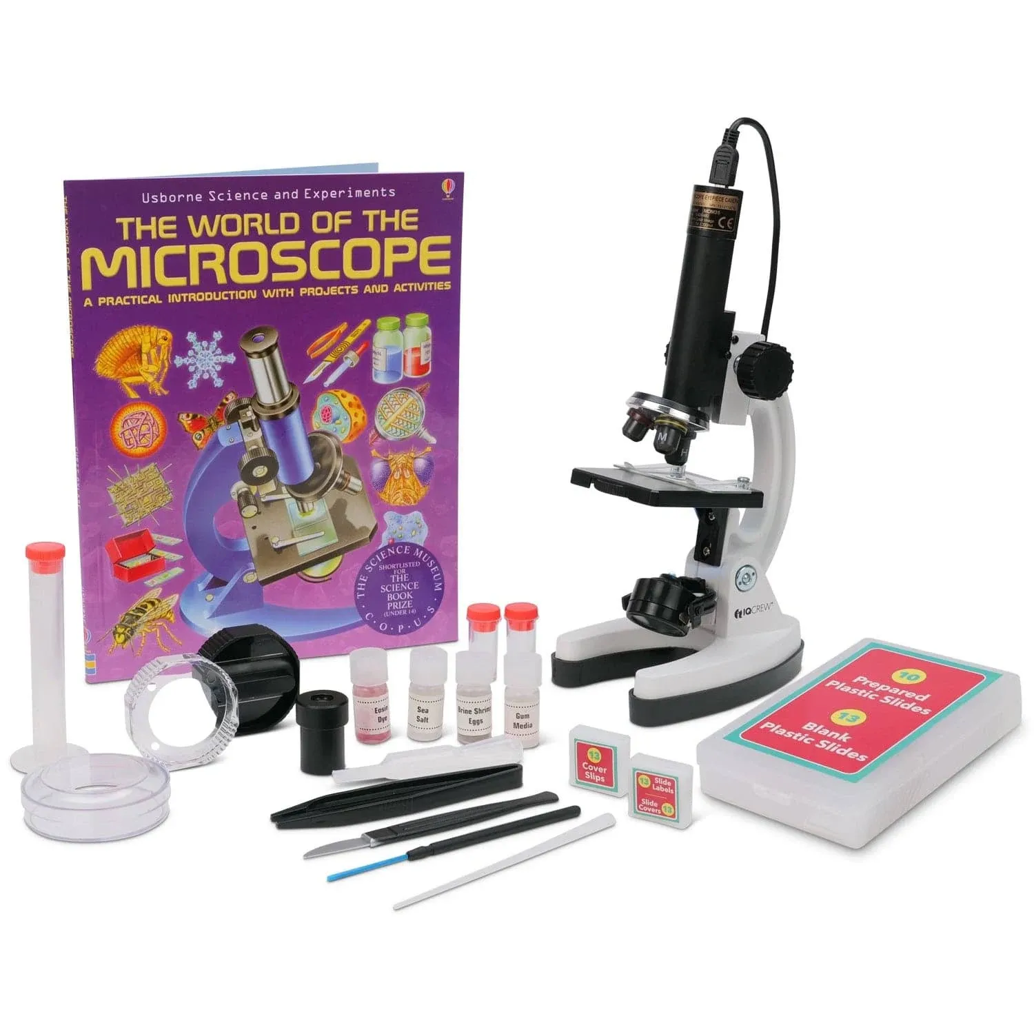 IQCrew By AmScope 85+ piece Kid&#39;s Premium Compound Microscope, Color Camera and Interactive Kid&#39;s Software Kit with Educational Experiment Cards