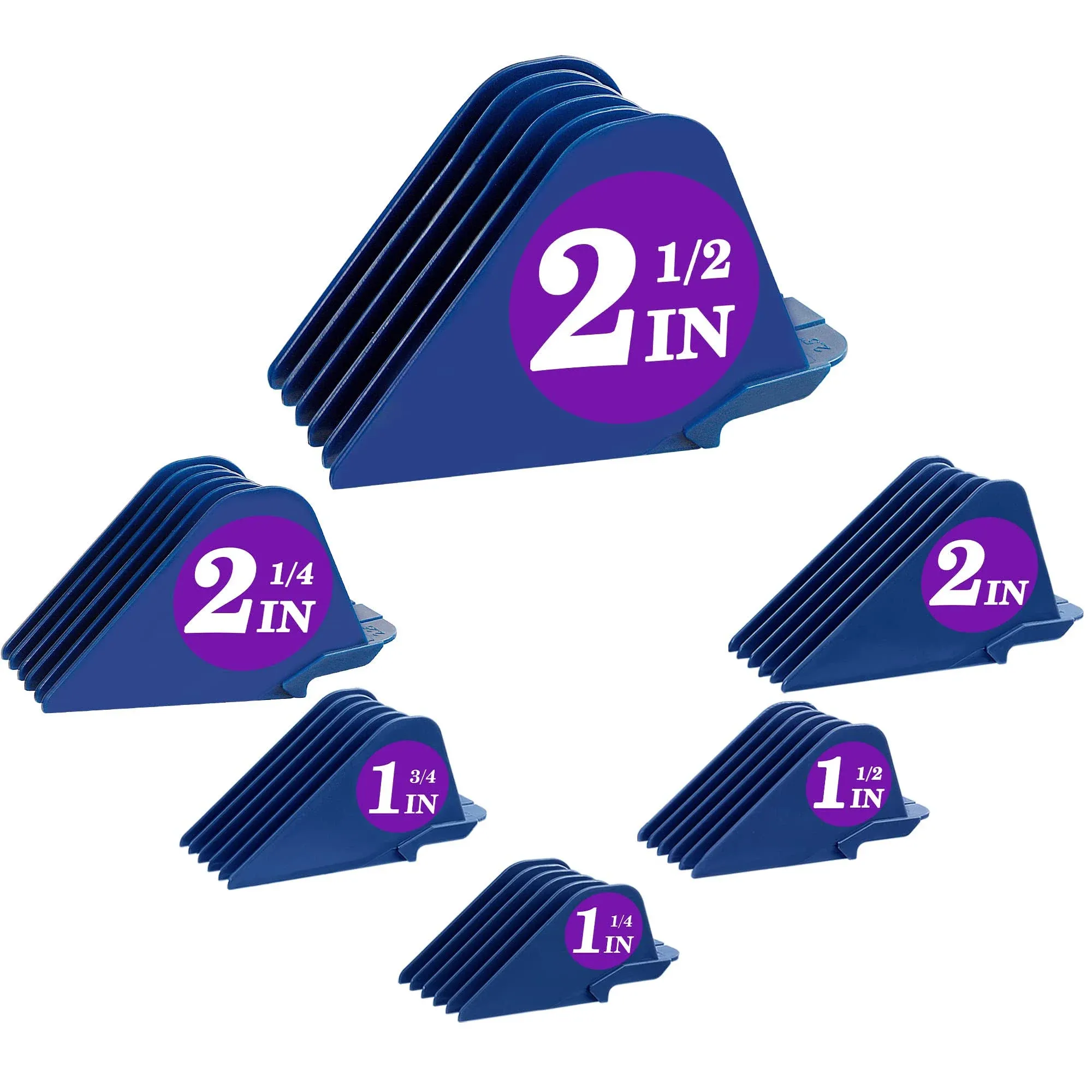 6pcs Professional Hair Clipper Guards Cutting Guides Fits for Most Wahl Clippers Clipper, Combs Replacement - 1 & 1/4" to 2 & 1/2", Guard Number: #20, 18, 16, 14, 12, 10 (Blue)