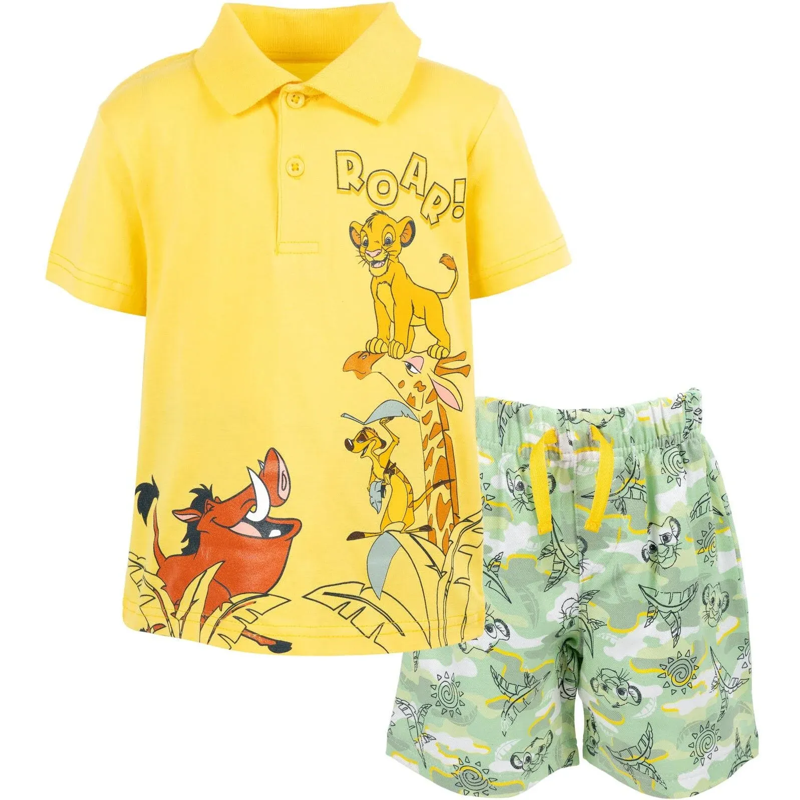 Disney Lion King Mickey Mouse Cars Polo Shirt and Shorts Outfit Set Toddler to Big Kid