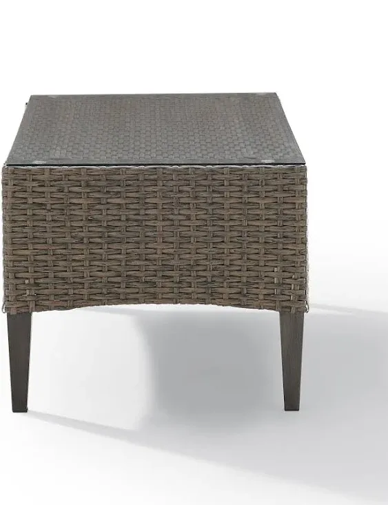 Crosley Rockport Outdoor Wicker Coffee Table Oatmeal/Light Brown