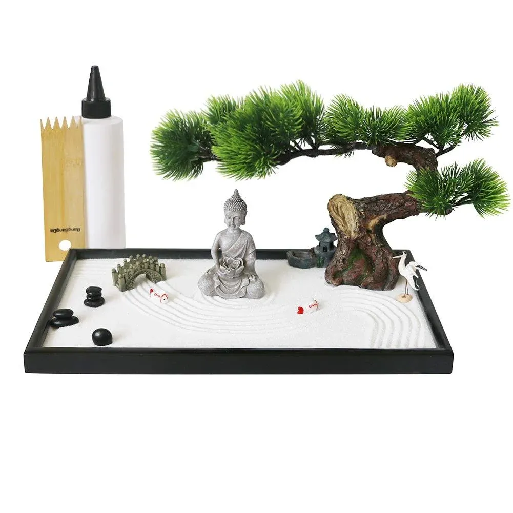 Japanese Tabletop Meditation Zen Garden - Tabletop Rock Sand Meditating Sandbox