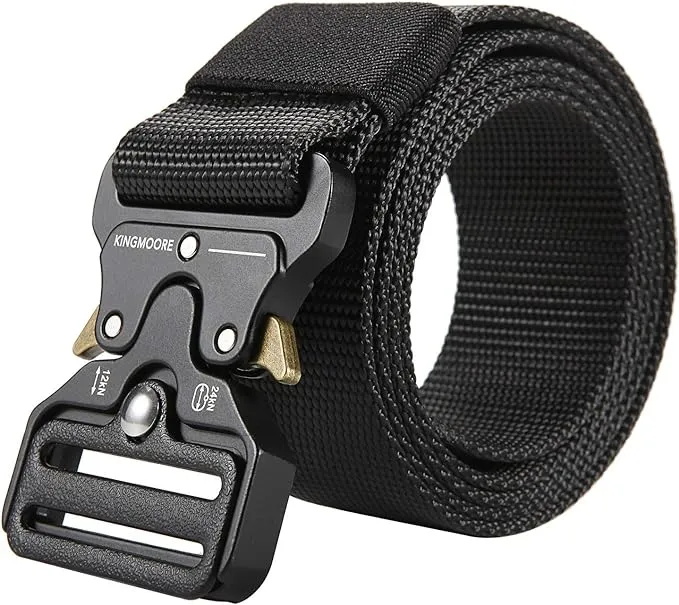 KingMoore Men's Tactical Belt Heavy Duty Webbing Belt Adjustable Military Style ...